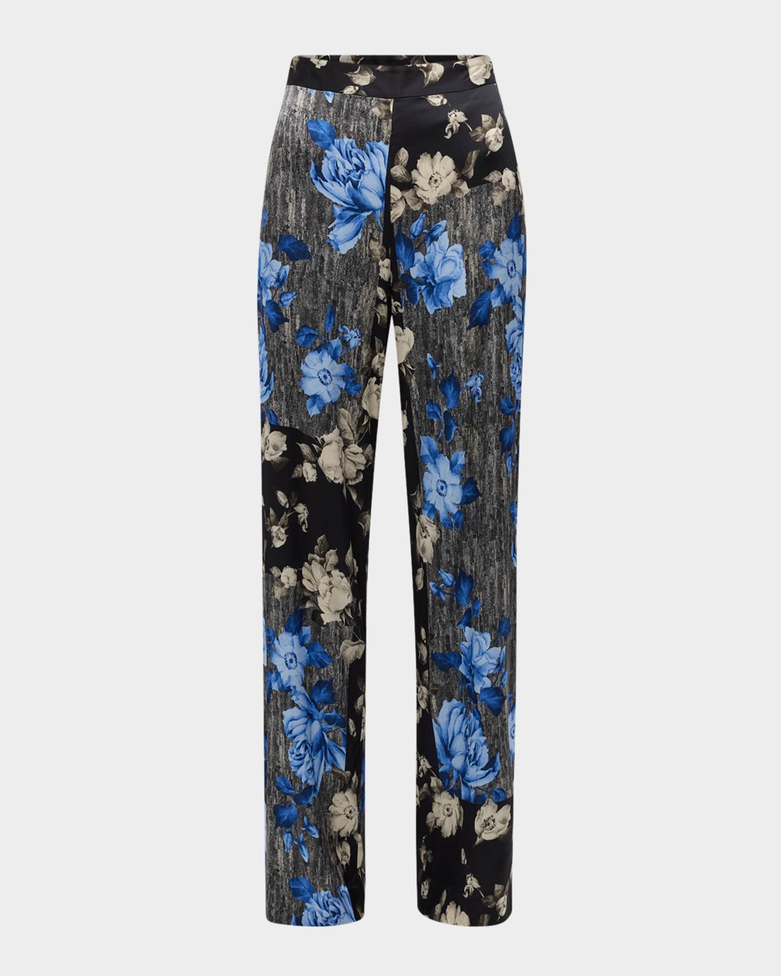 Patchwork Floral-Print Wide-Leg Pants 0