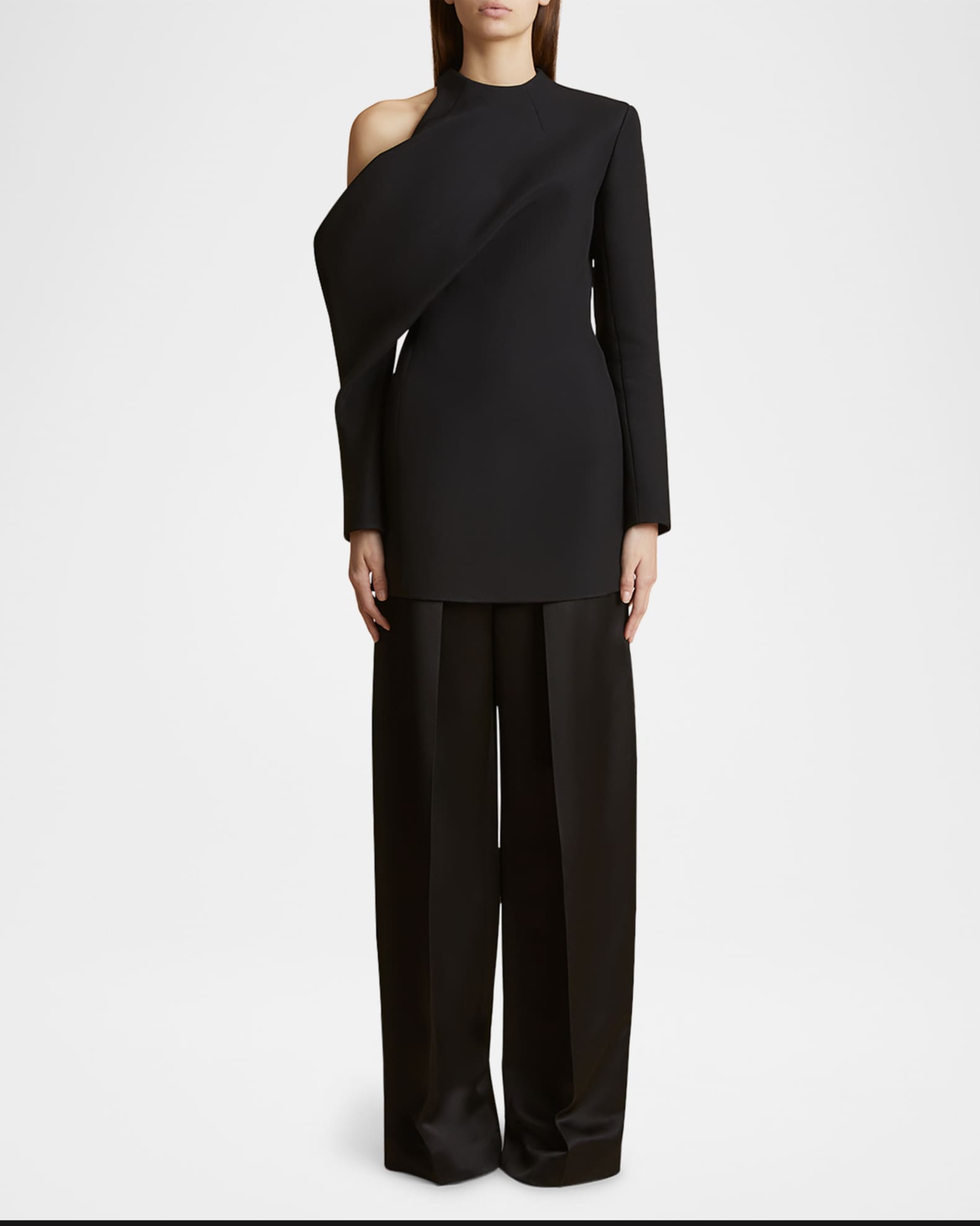 Tristan Draped Cold-Shoulder Long-Sleeve Top 1