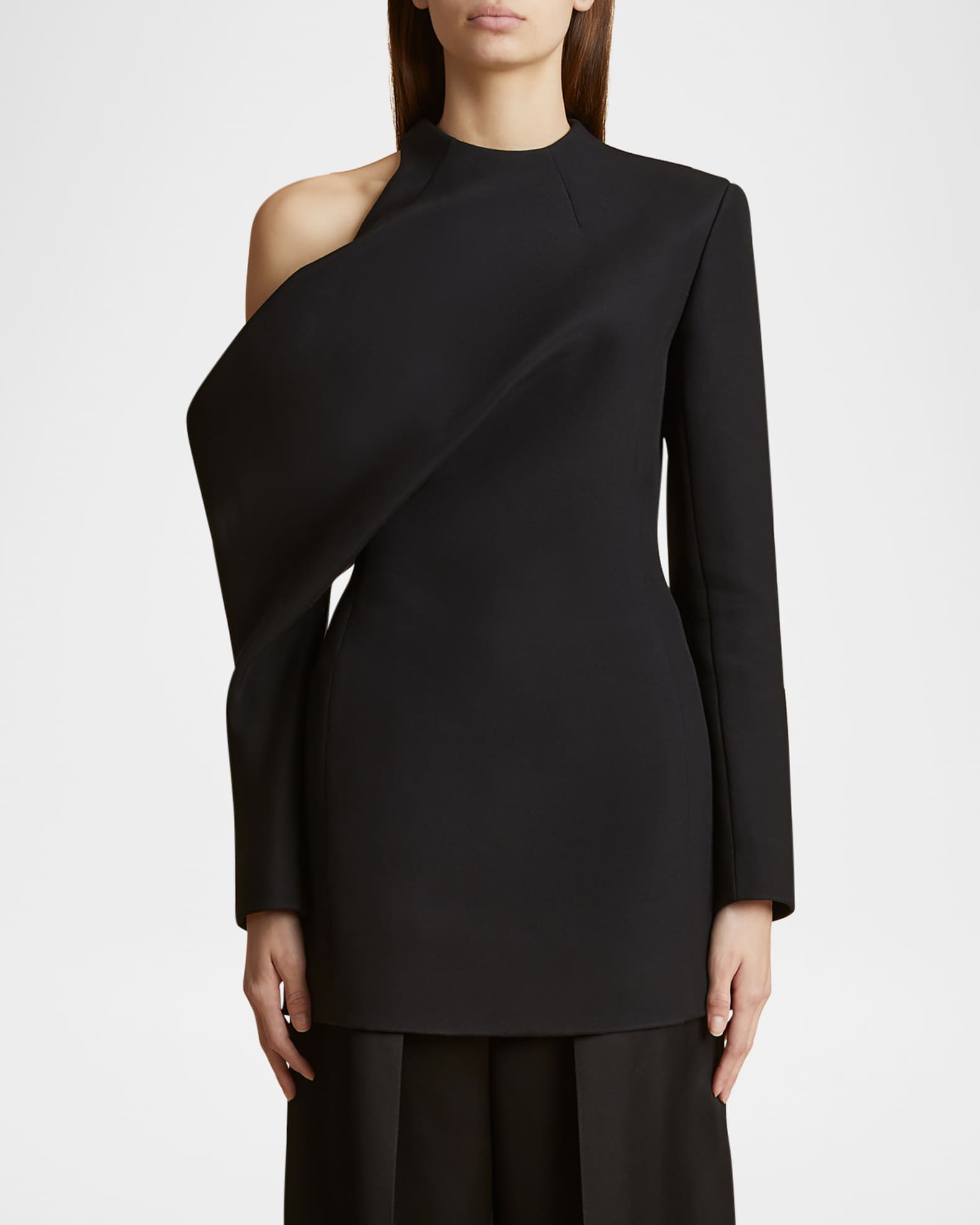 Tristan Draped Cold-Shoulder Long-Sleeve Top
