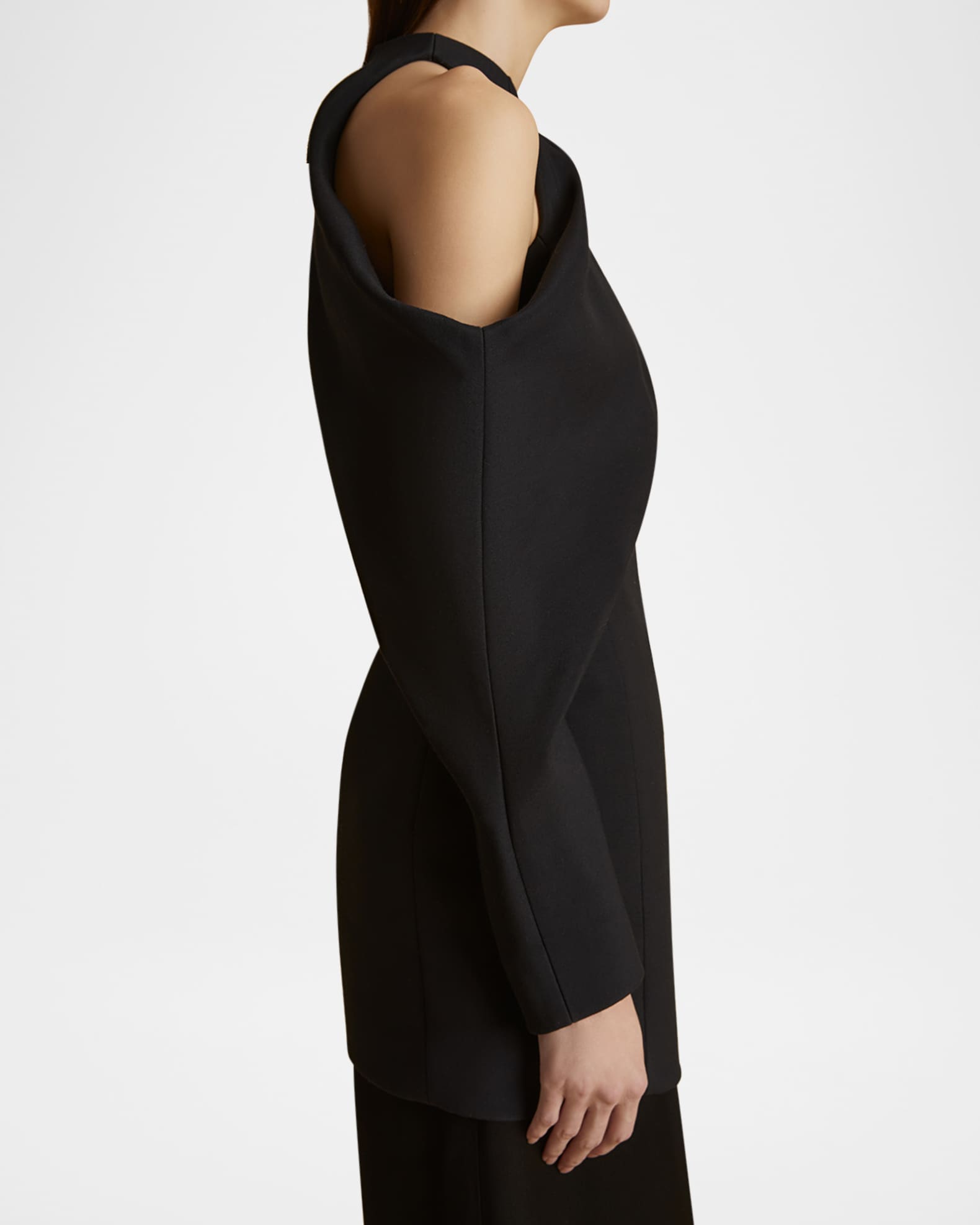 Tristan Draped Cold-Shoulder Long-Sleeve Top