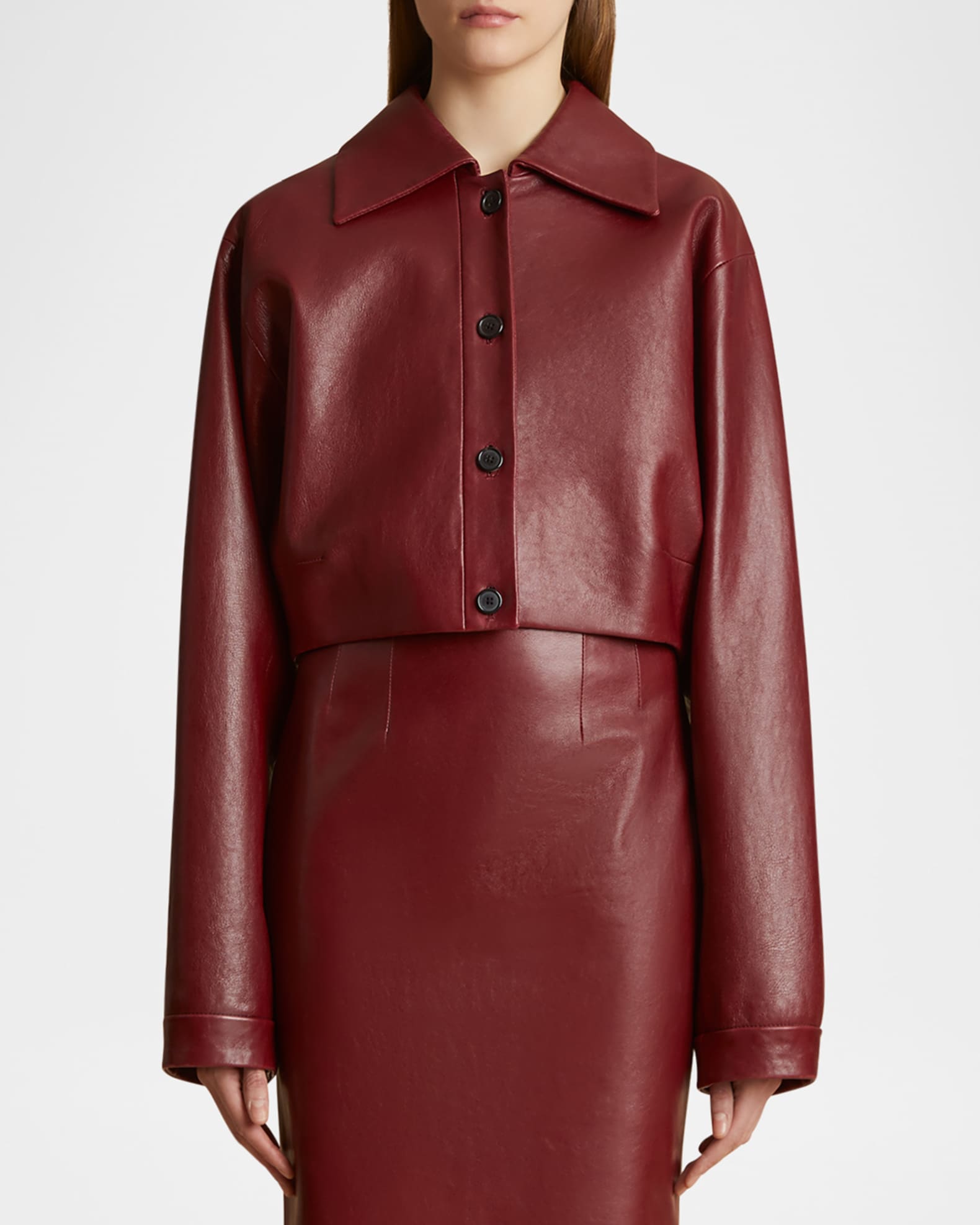 Sue Cropped Leather Jacket