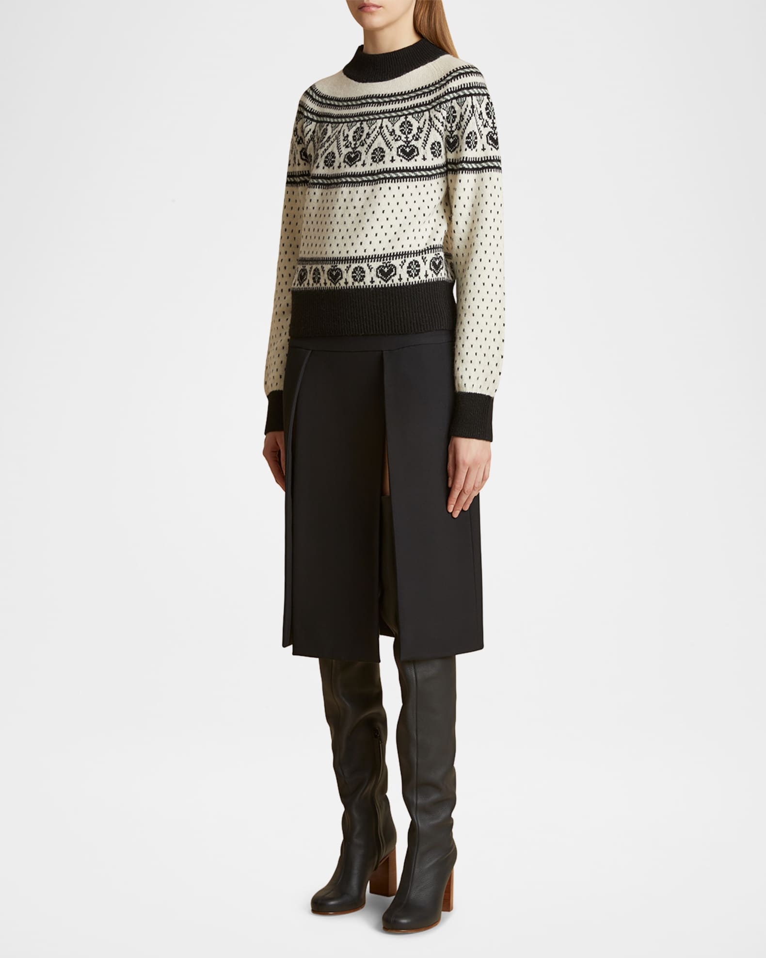 Guy Intarsia Mock Neck Cashmere Sweater 1