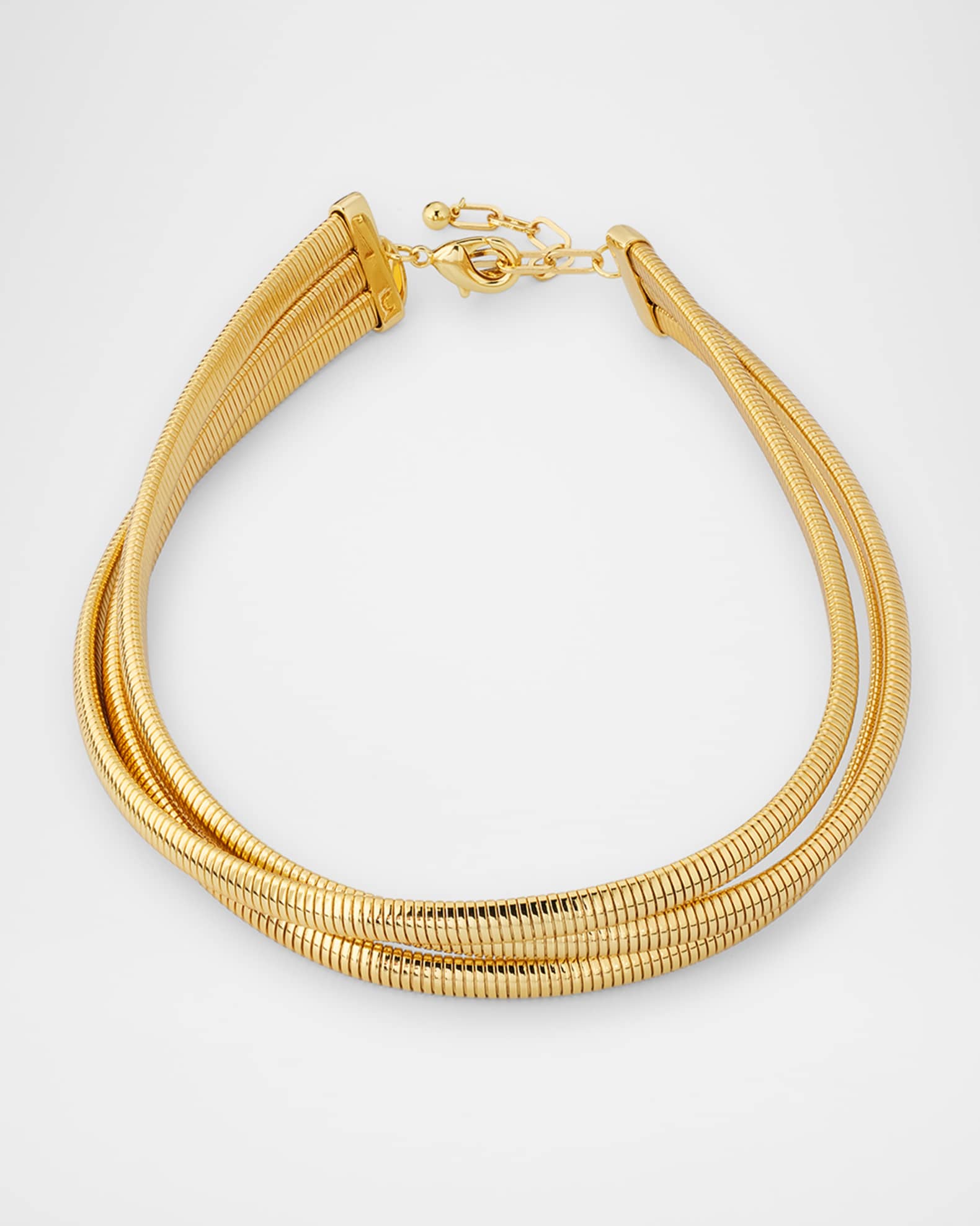 3-Row Ribbed Gold-Tone Snake Choker Necklace 0