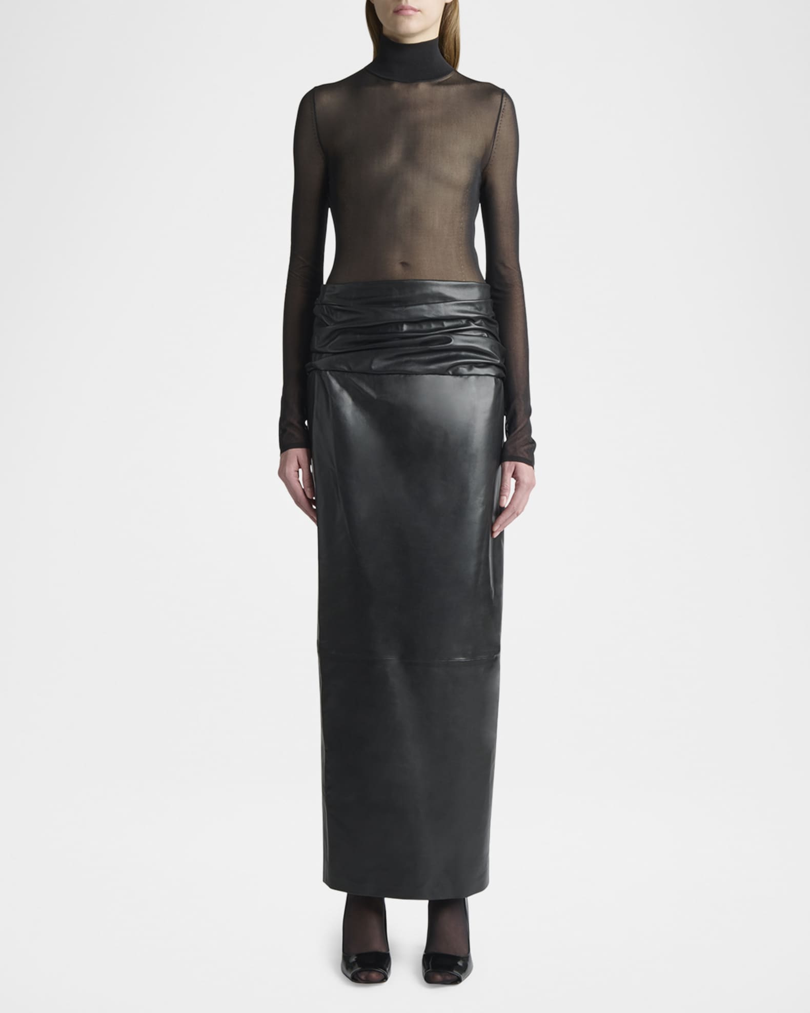 Wilner Leather Midi Skirt 1
