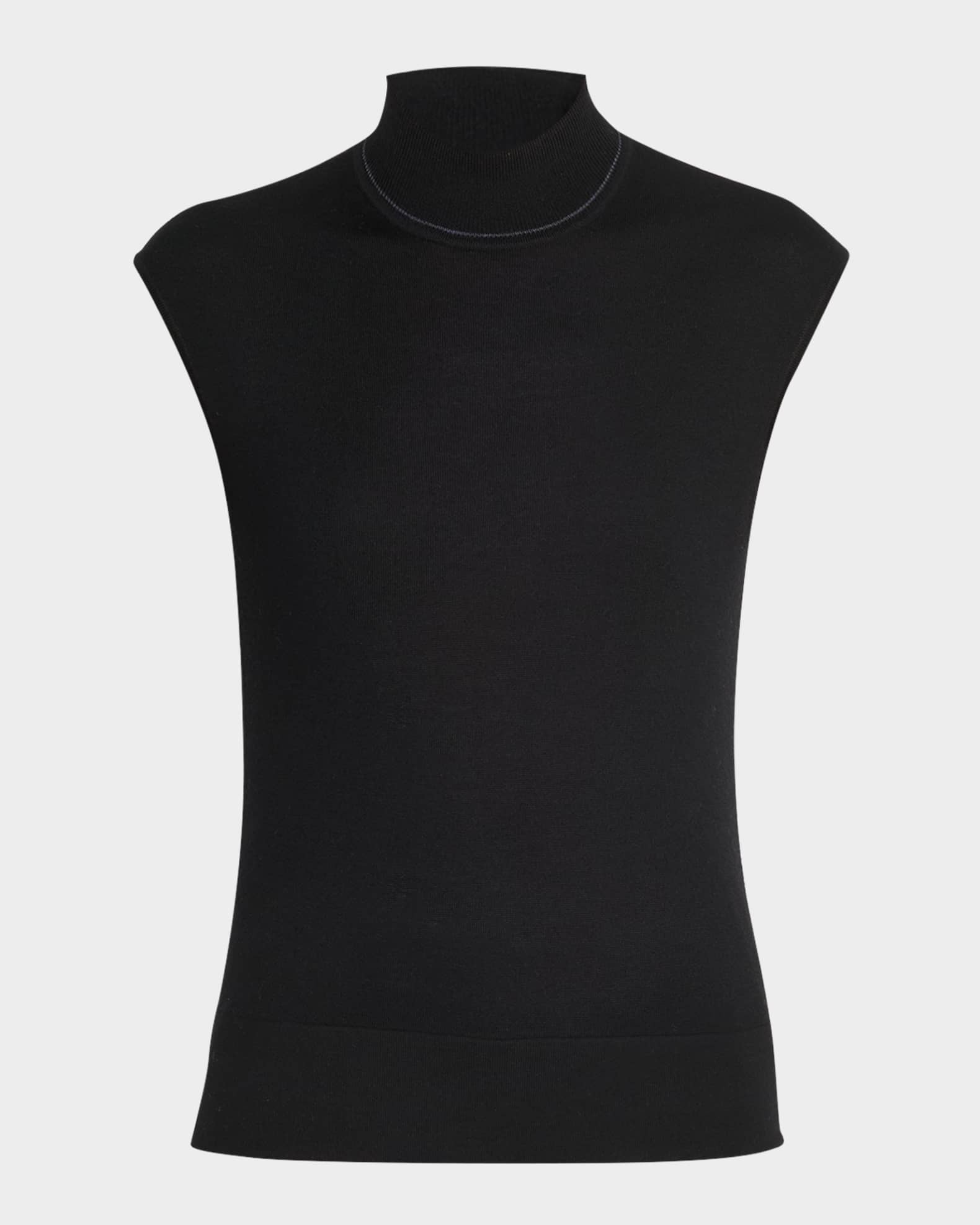 Mock-Neck Fine-Gauge Merino Knit Sweater 0