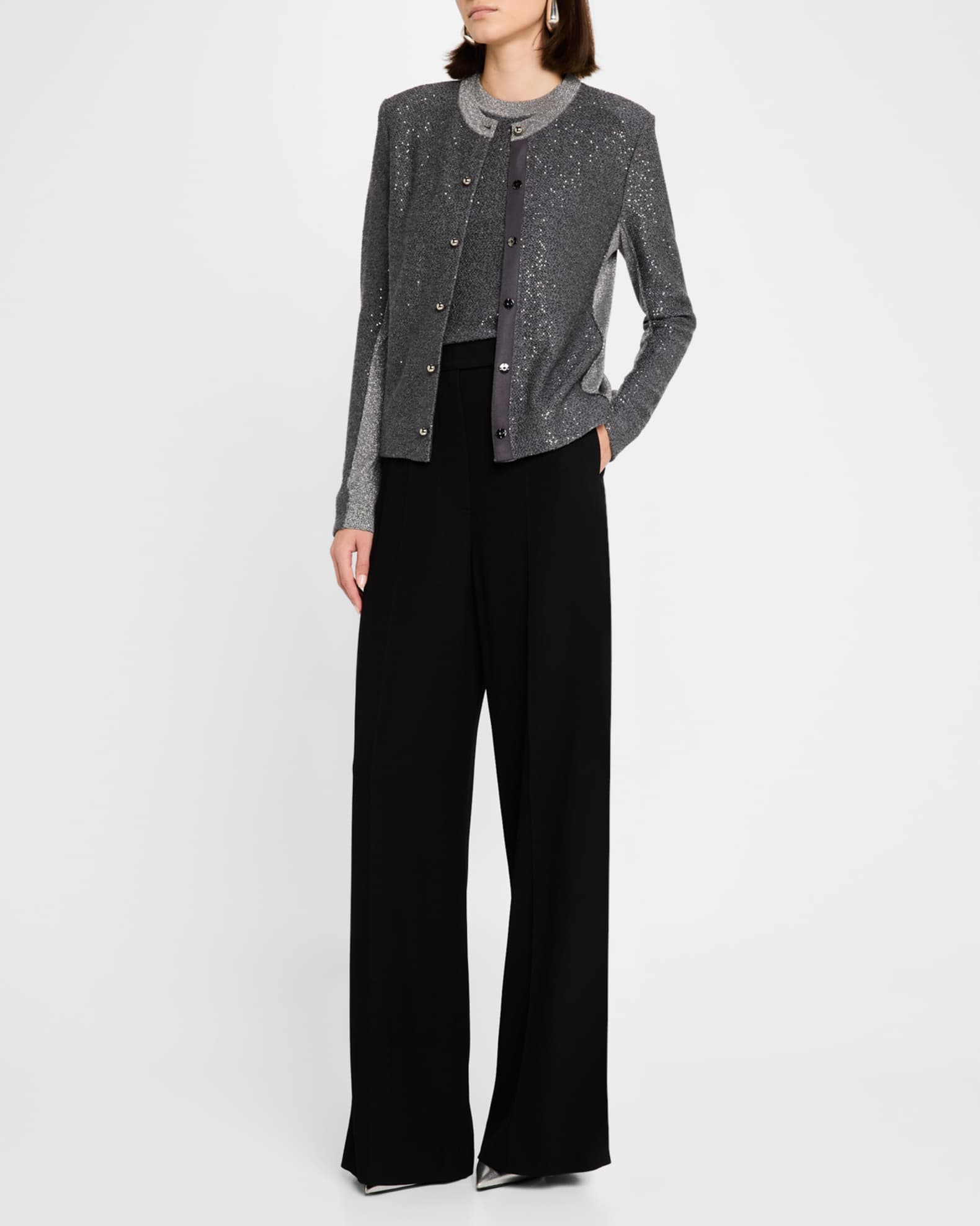 Mid-Rise Stretch Drapey Twill Straight-Leg Pants 1