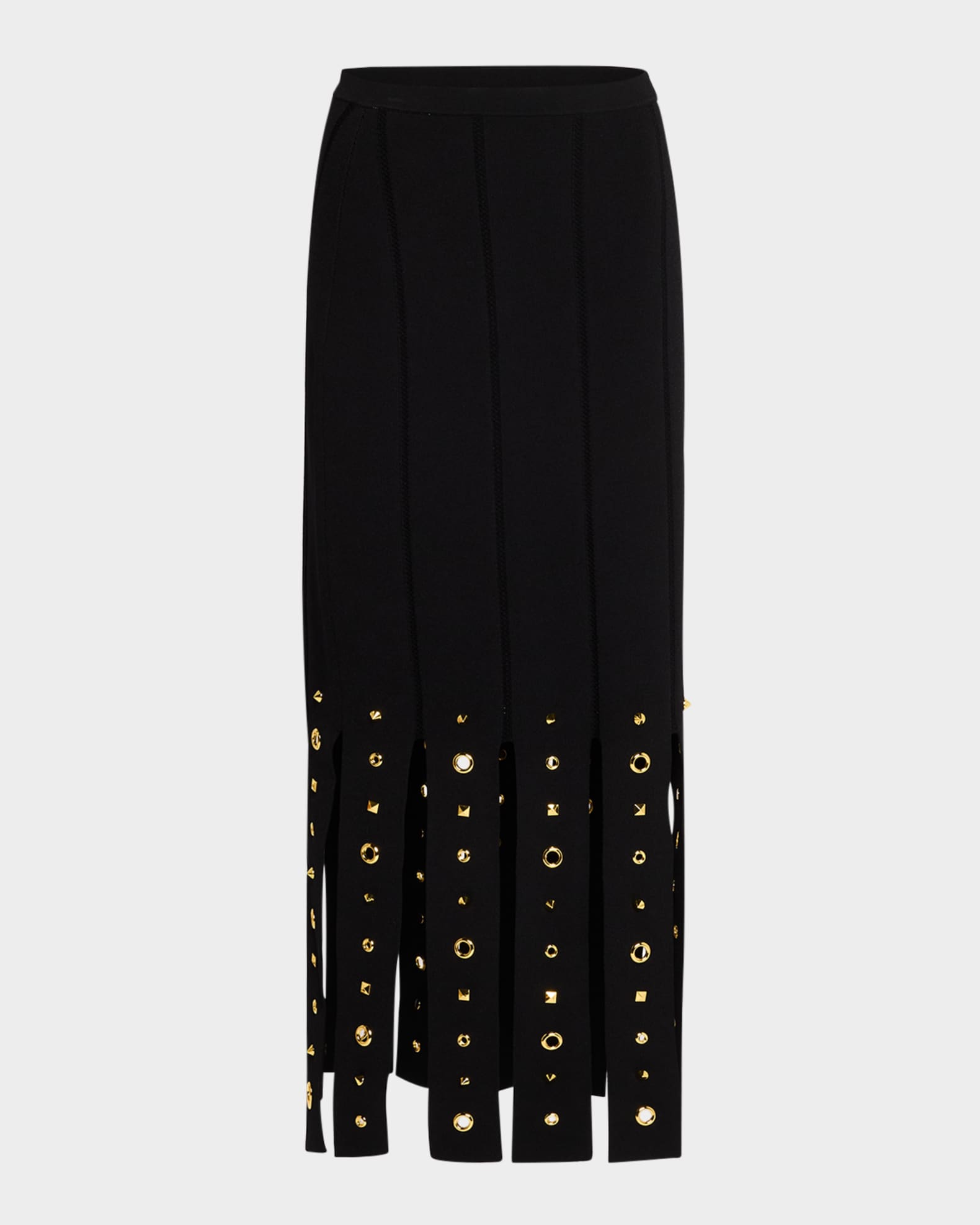 Eyelet Embellished Paneled Midi Skirt 0