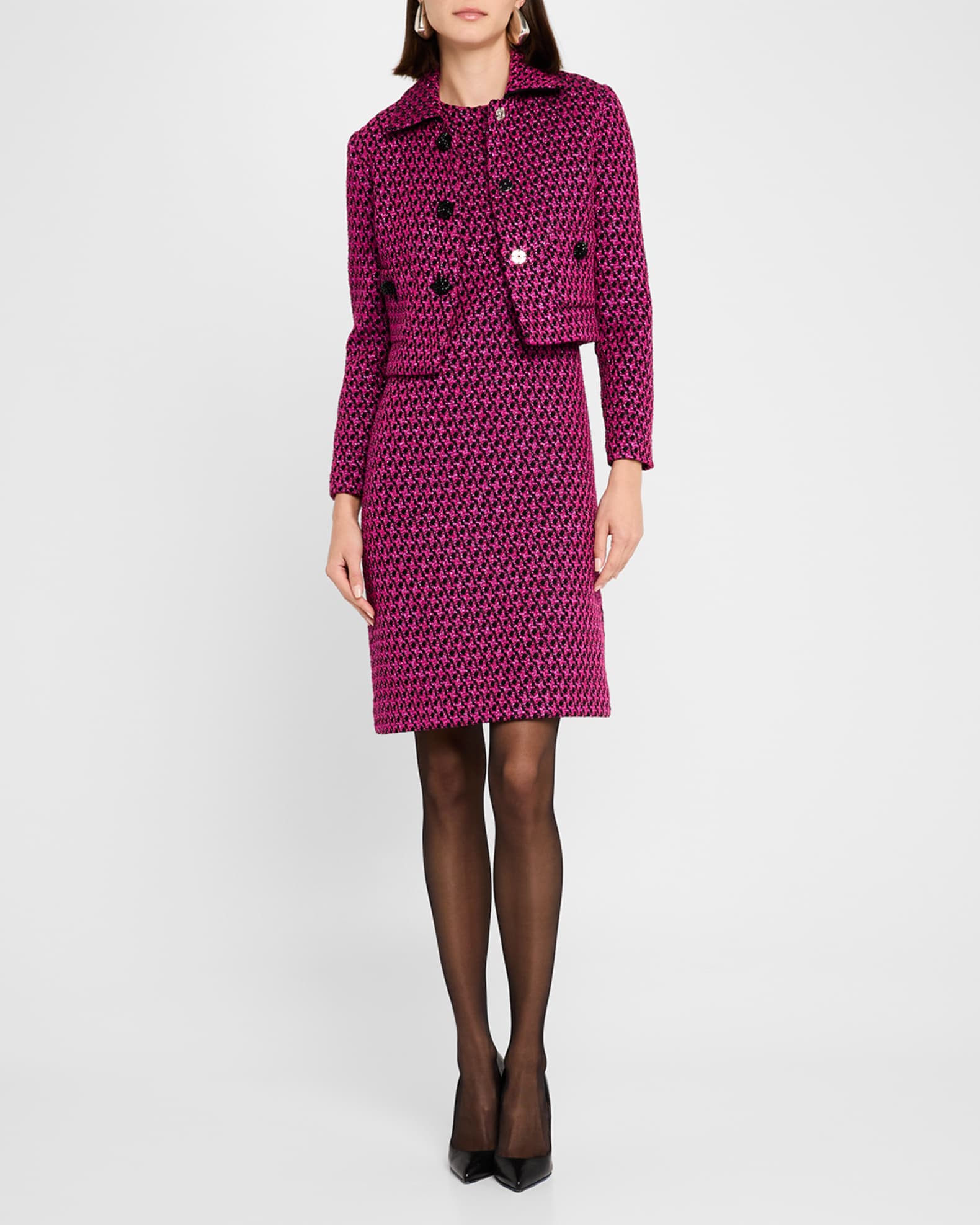Houndstooth Tweed Sleeveless Mini Dress 1