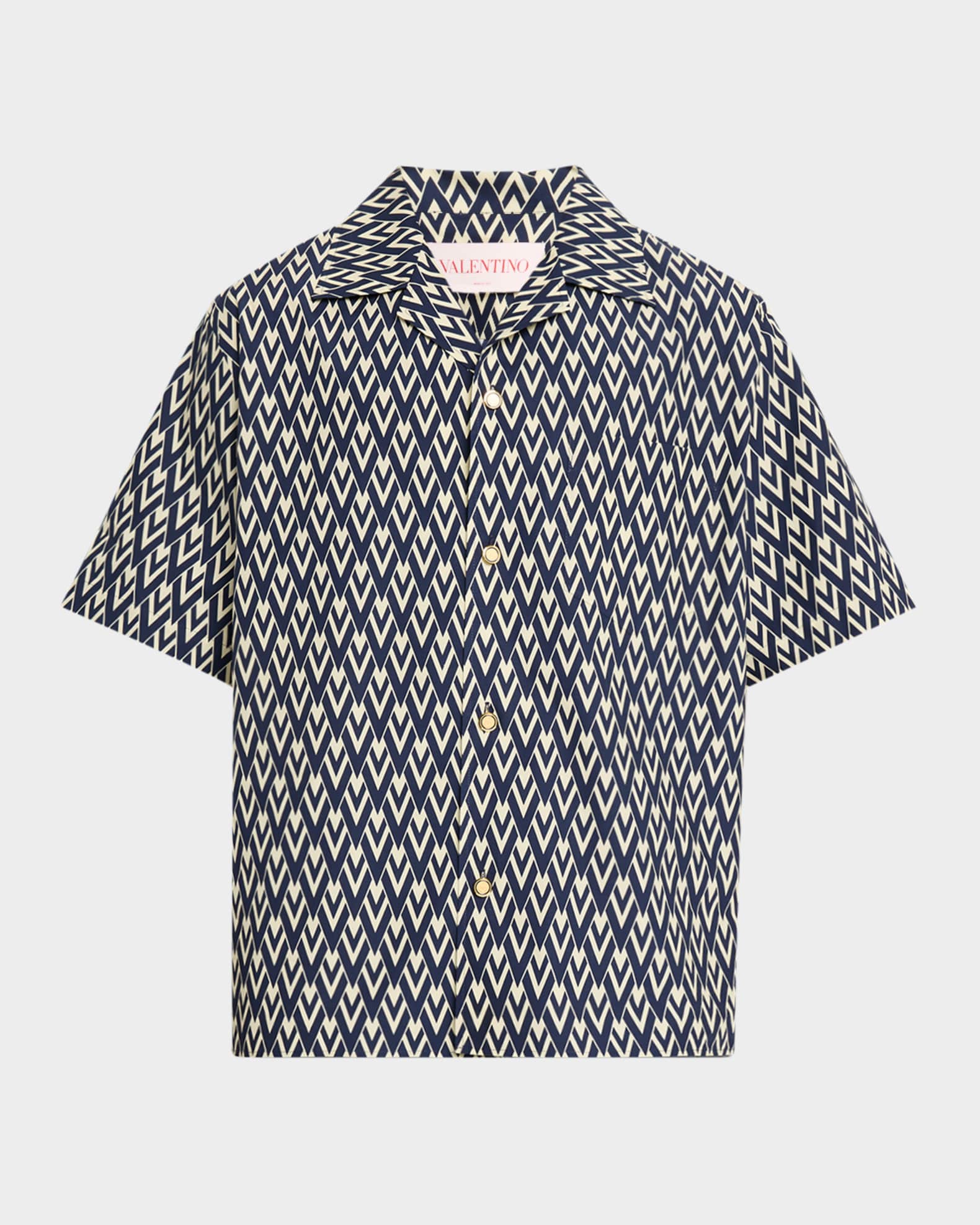 Valentino Garavani Men's Bowling Shirt with Toute La V Print