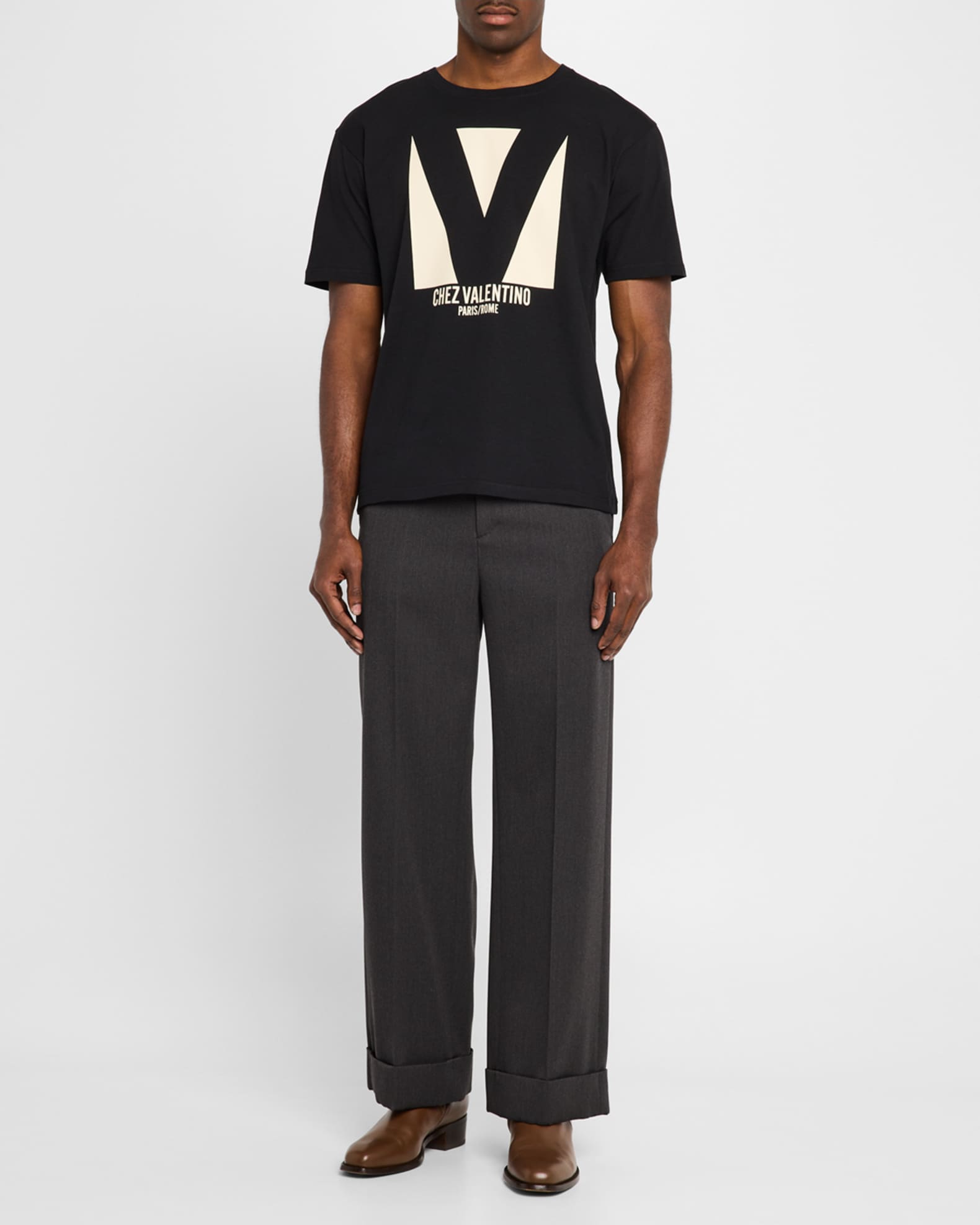 Tシャツ・カットソー Valentino Garavani Embroidered Stretch Linen Blend T-Shirt Valentino Garavani Men Embroidered Stretch Linen Blend T