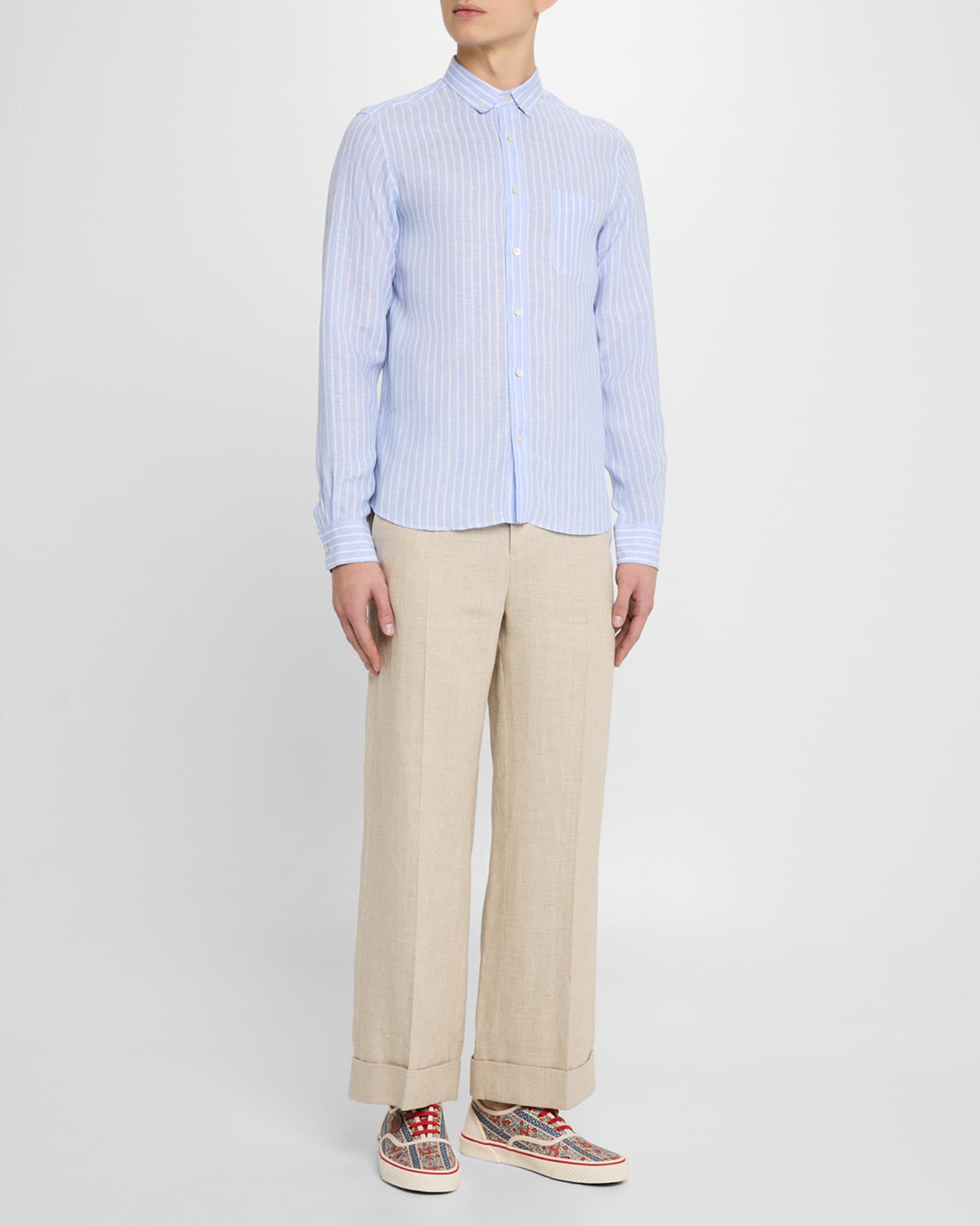 Men's Striped Linen Sport Shirt 1