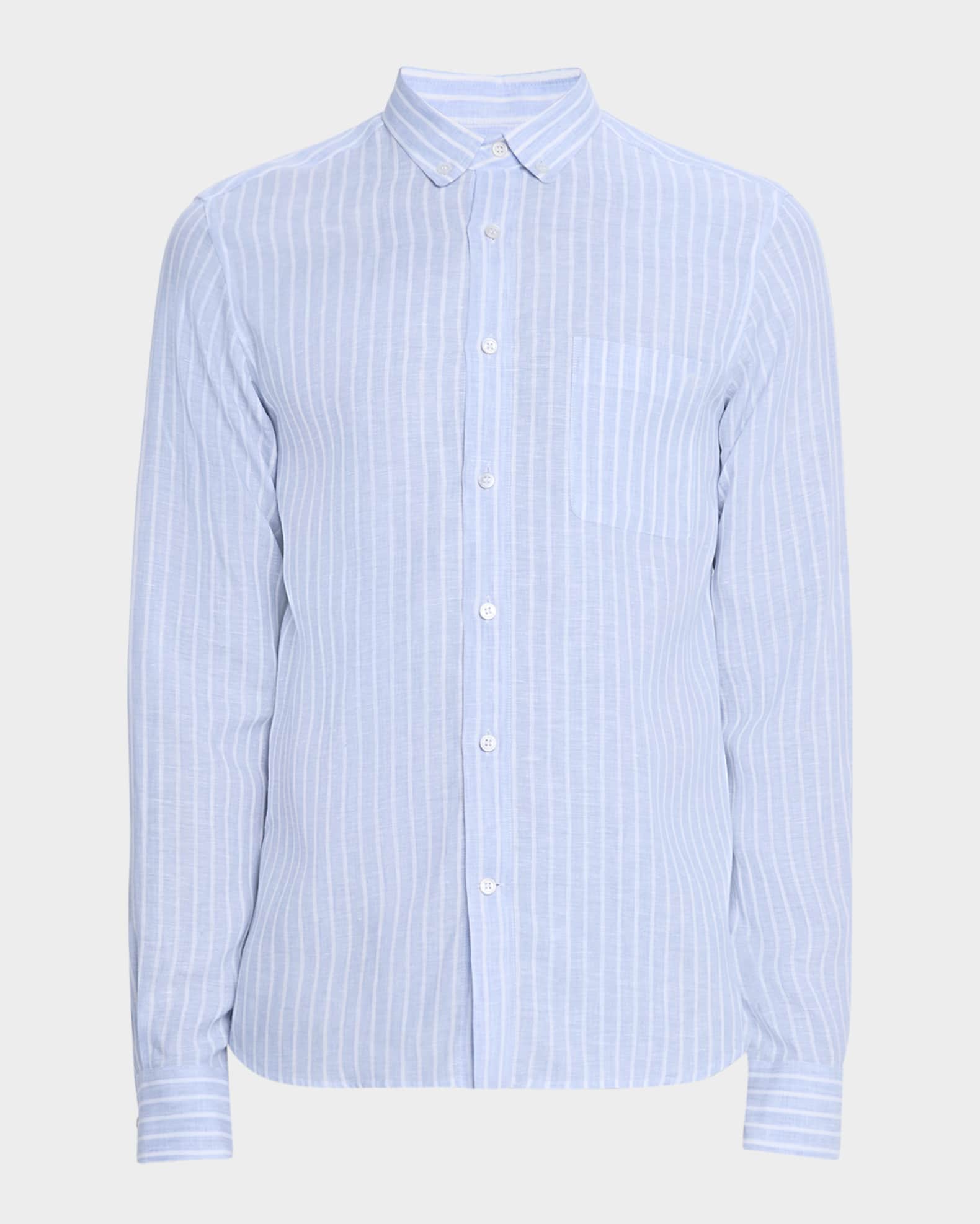 Men's Striped Linen Sport Shirt 0