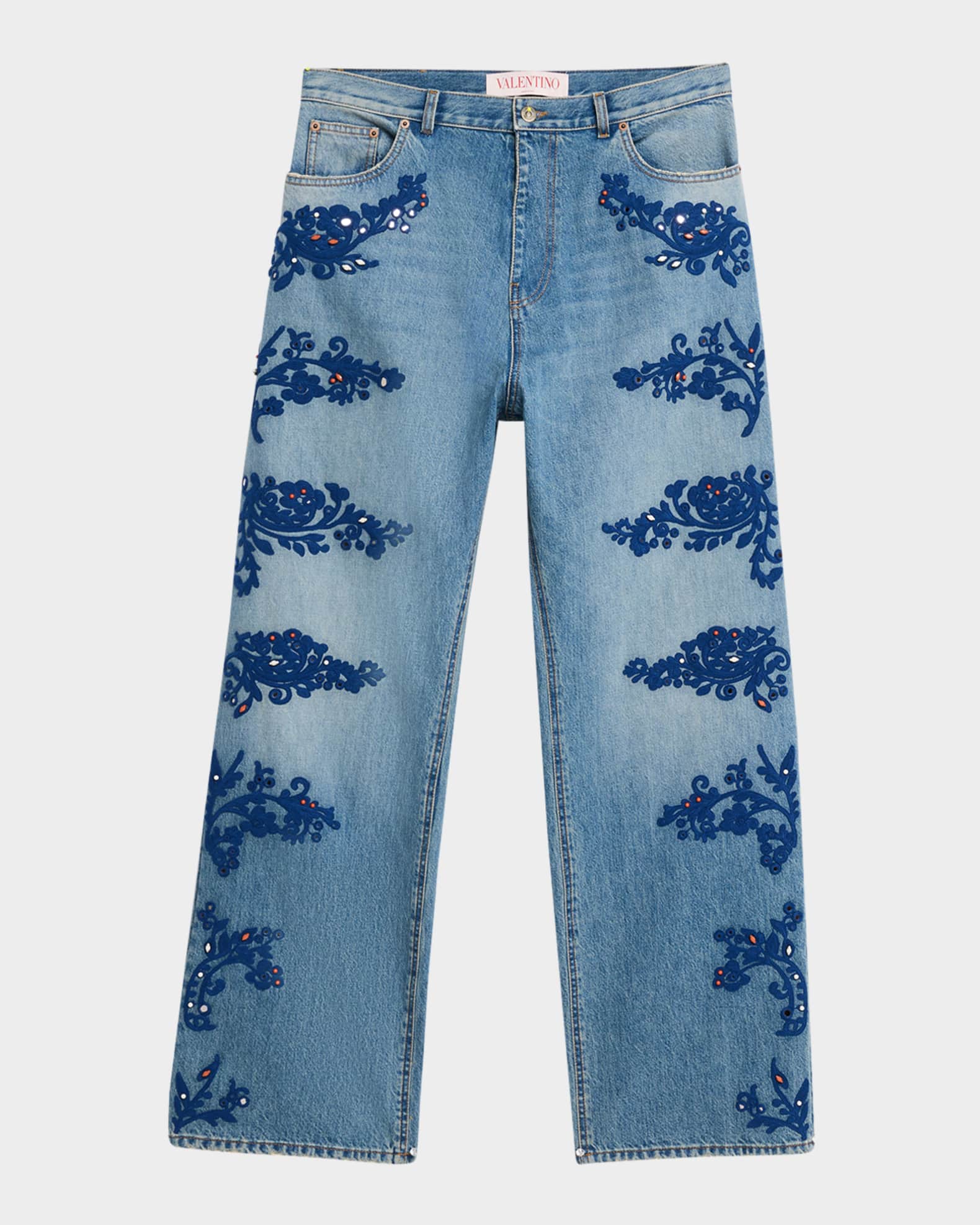 お気にいる Embroidered Men's Garavani Valentino Denim Marcus Neiman | Pants Pants