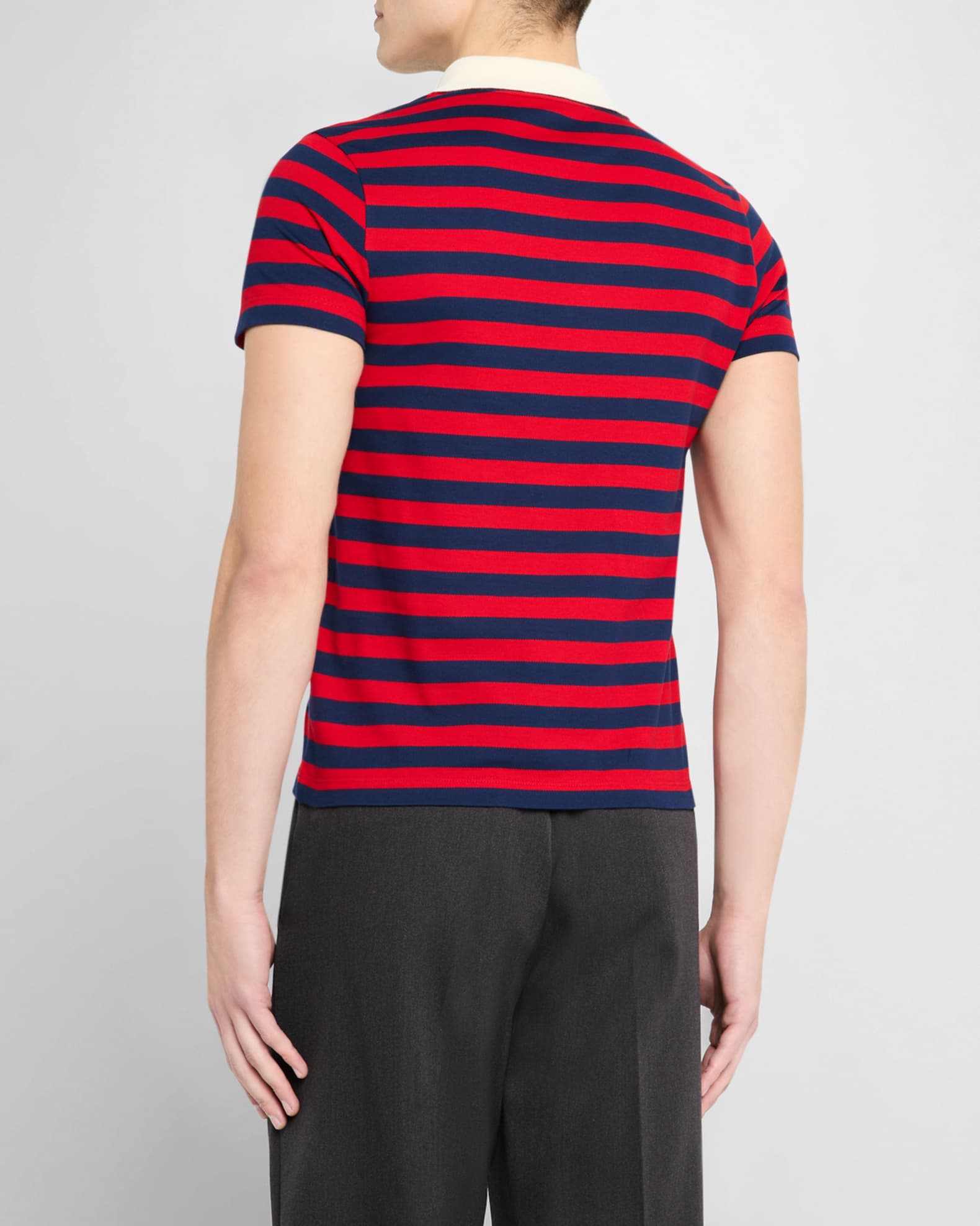 Valentino Garavani Men's Stripe Cotton Pique Polo Shirt