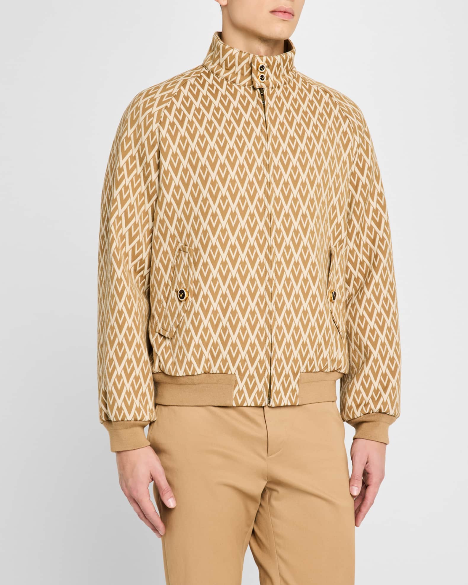 Valentino Garavani Men's V Jacquard Wool Harrington Jacket