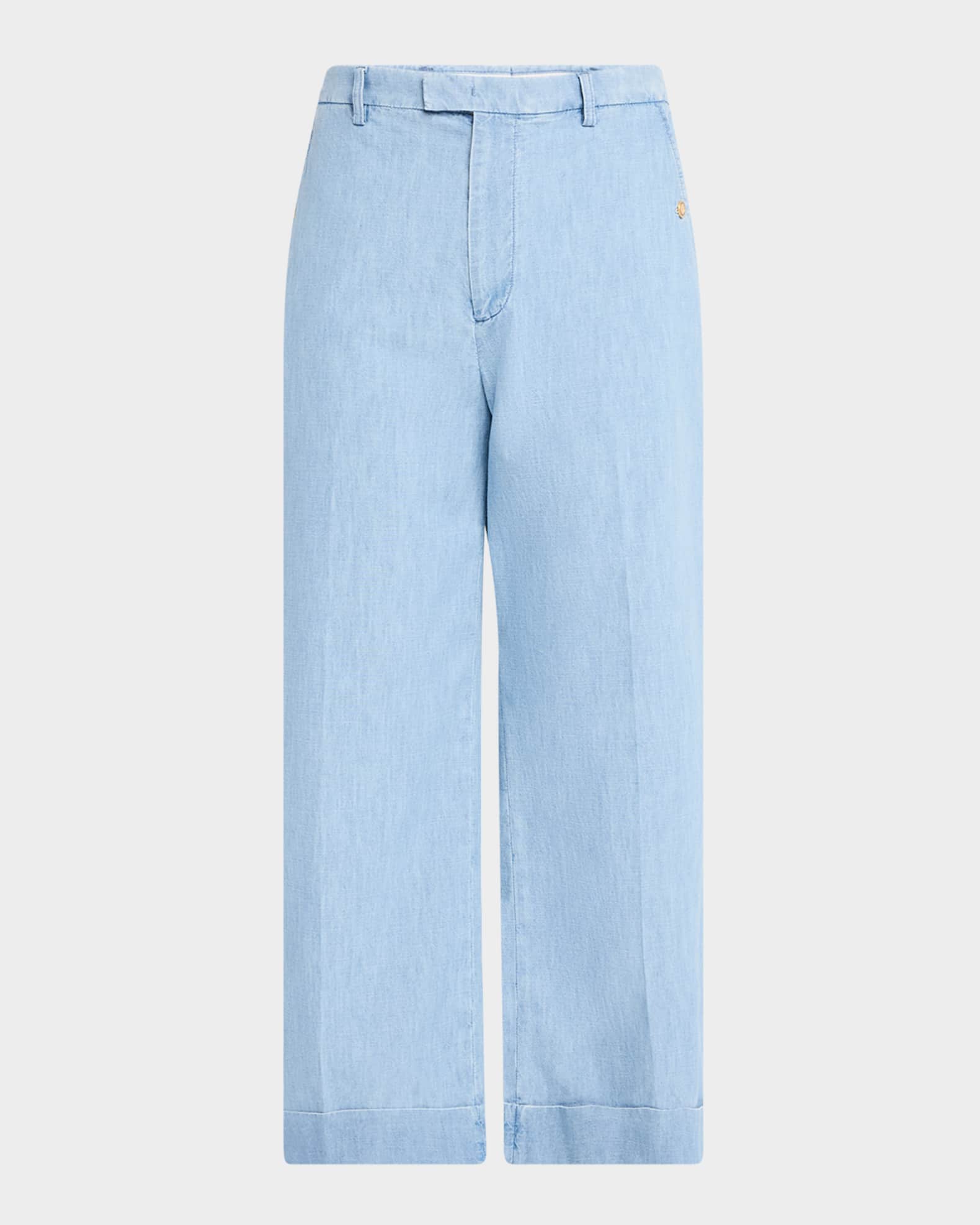 Men's Cuffed Wide-Leg Denim Pants 0