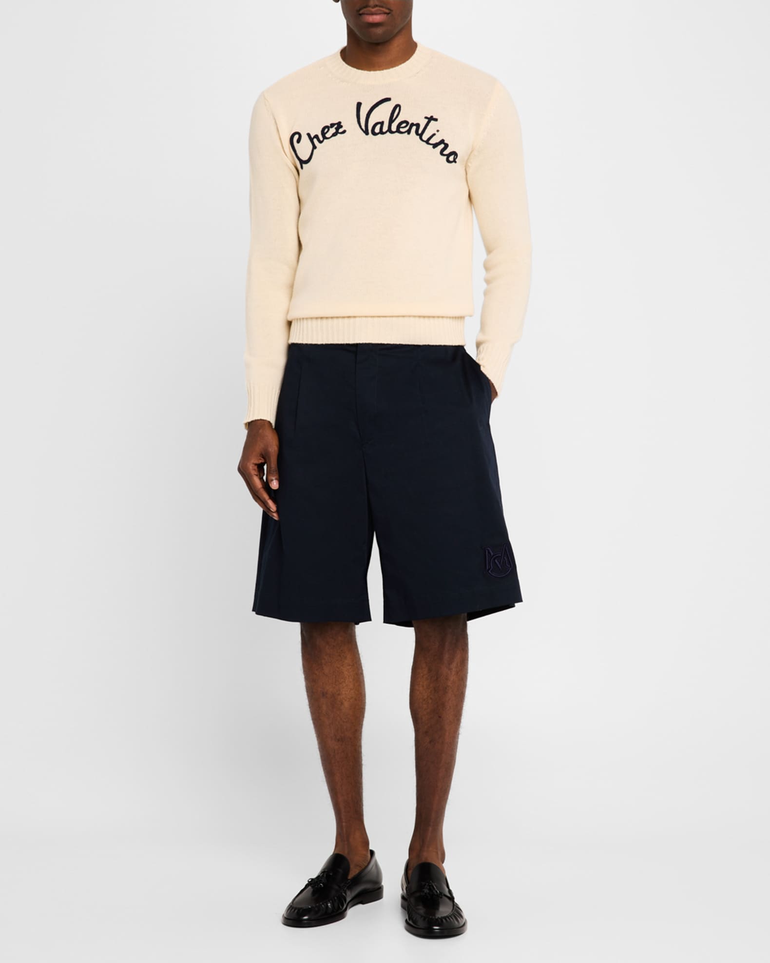 VALENTINO GARAVANI ウールカシミア フェザー スリーブ ニット Valentino Garavani Men's Chez Wool Sweater | Neiman Marcus