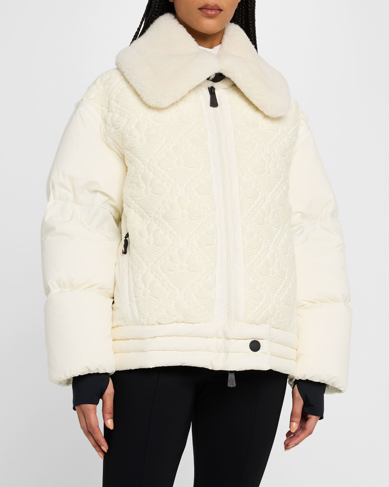 Moncler Grenoble Risoul Ski Bomber Jacket with Shearling Collar