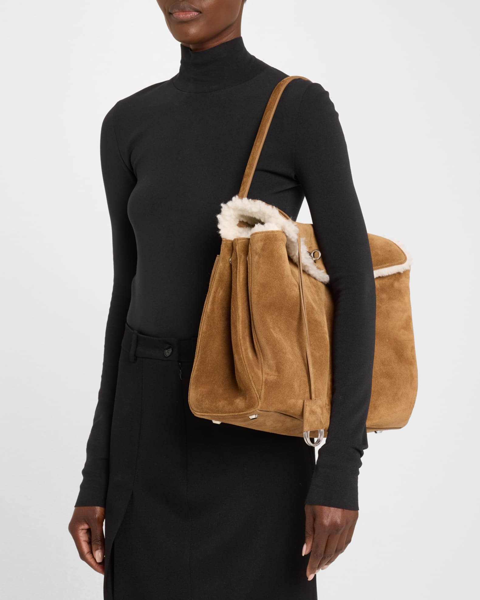 Balenciaga Rodeo Large Suede Shoulder Bag | Neiman Marcus