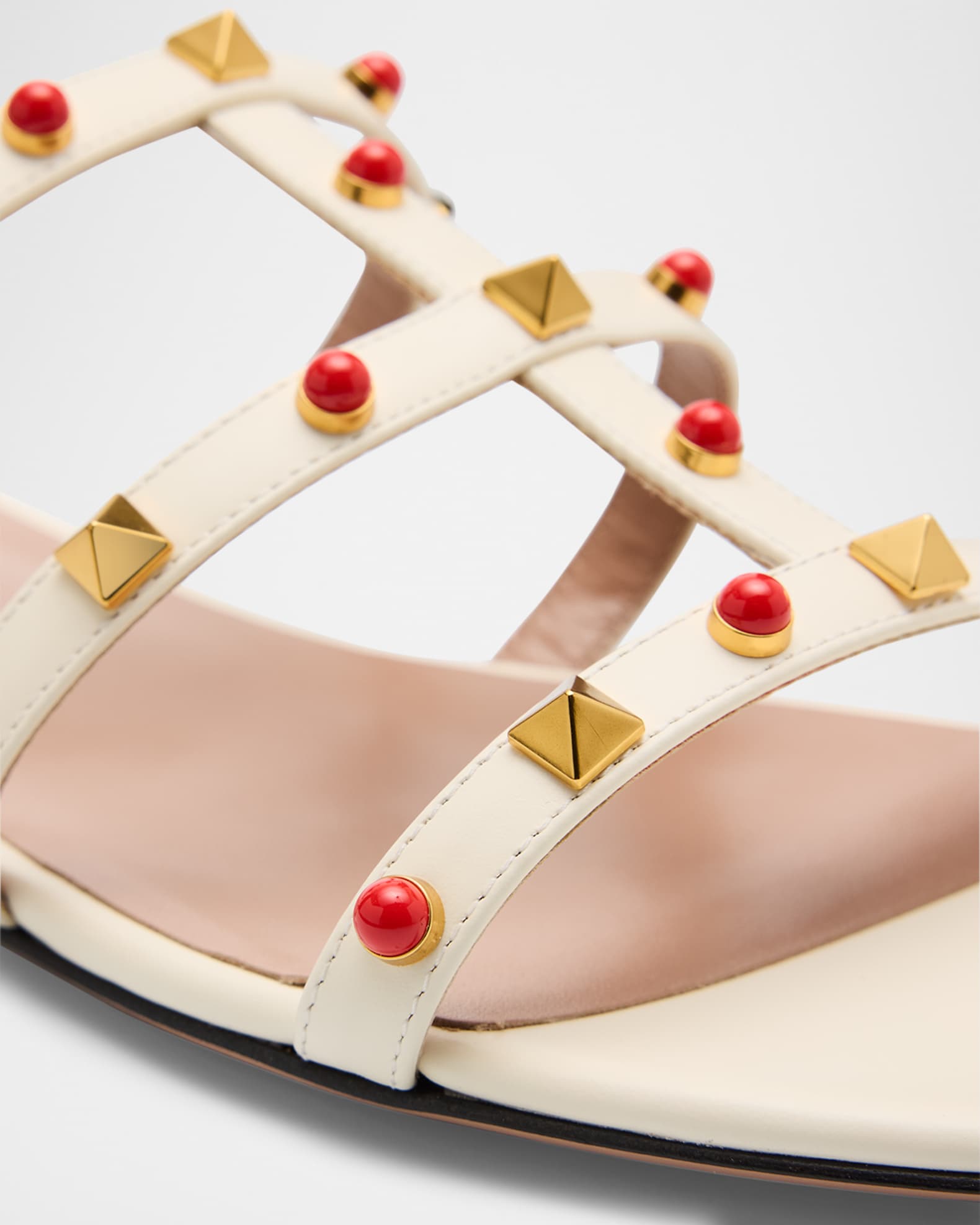 Valentino Garavani Rockstud Caged Leather Flat Sandals