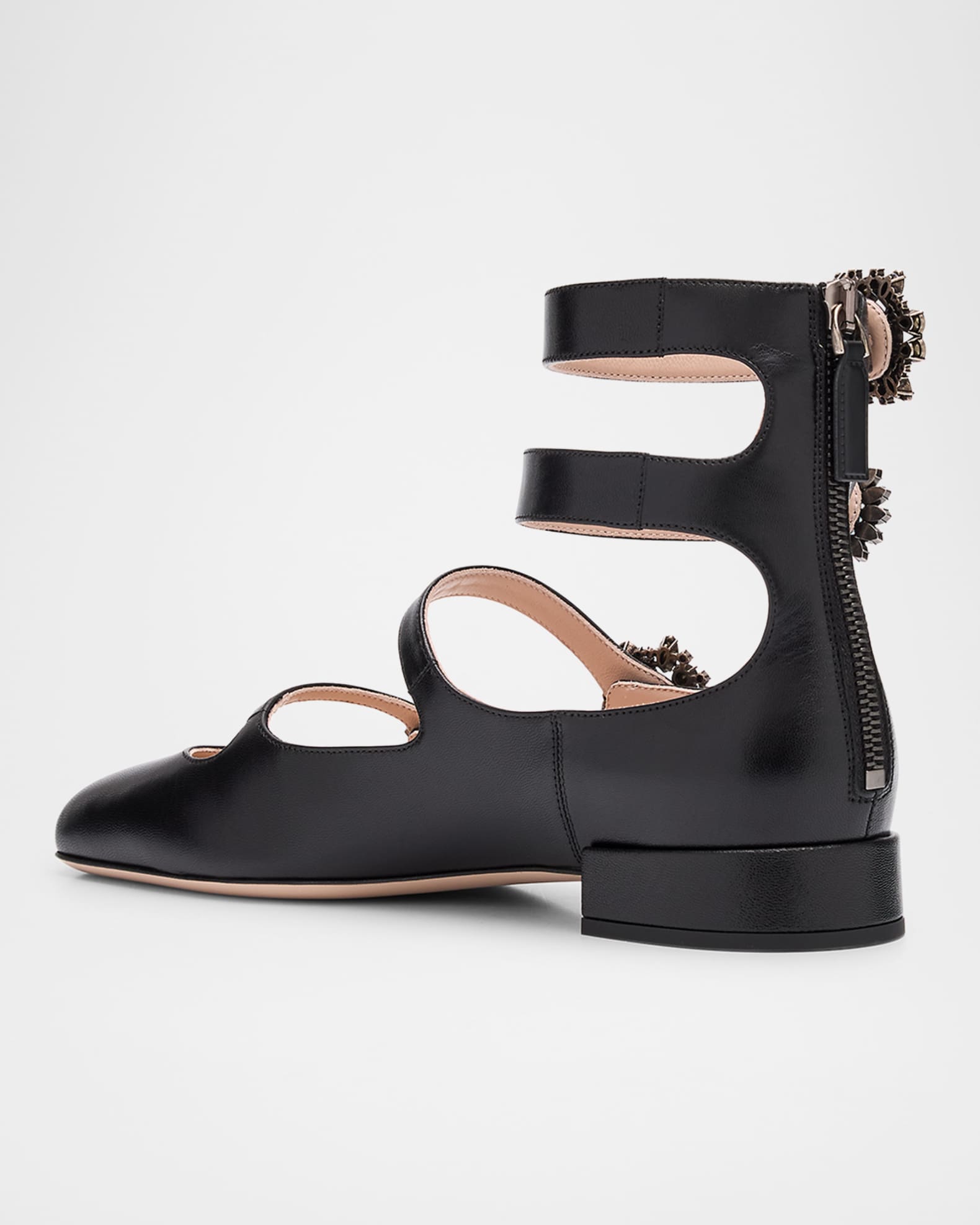 Valentino Garavani Leather Jewel Four-Strap Ballerina Flats Valentino Garavani Leather Jewel Four-Strap Ballerina Flats