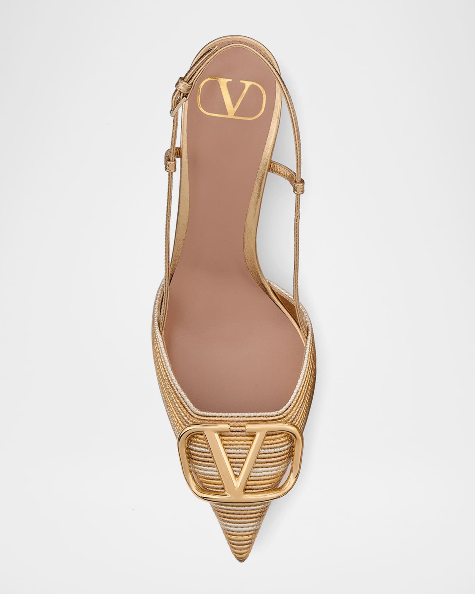 VLogo Metallic Slingback Pumps