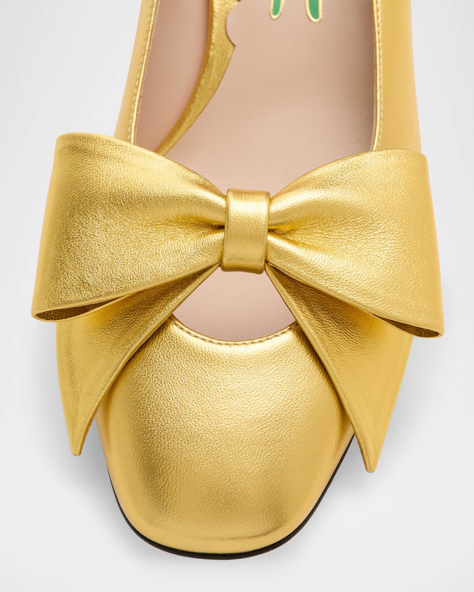 Valentino Garavani Bowow Metallic Leather Pumps | Neiman Marcus
