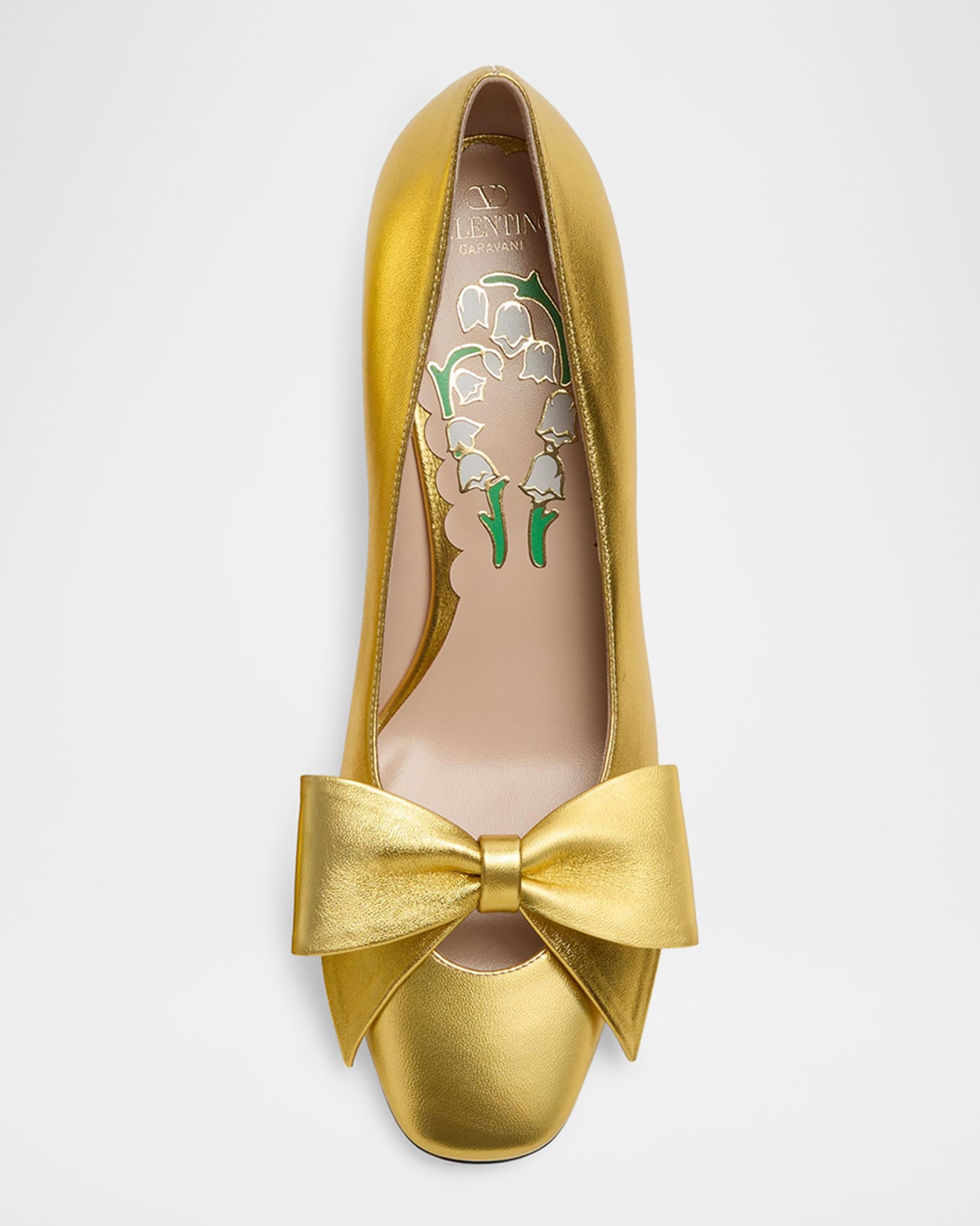 Valentino Garavani Bowow Metallic Leather Pumps | Neiman Marcus