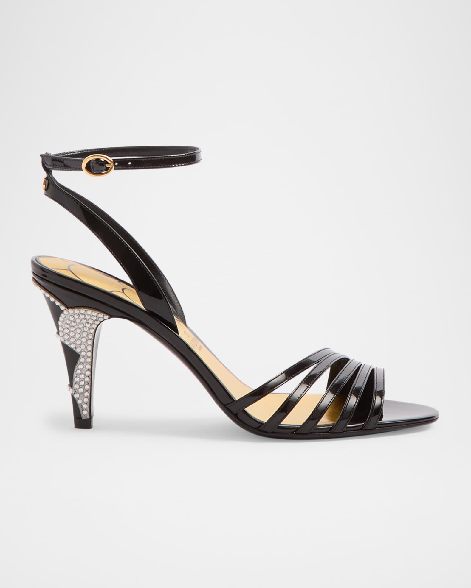 Valentino Ladycrush Leather Ankle Strap Sandals Black Silver
