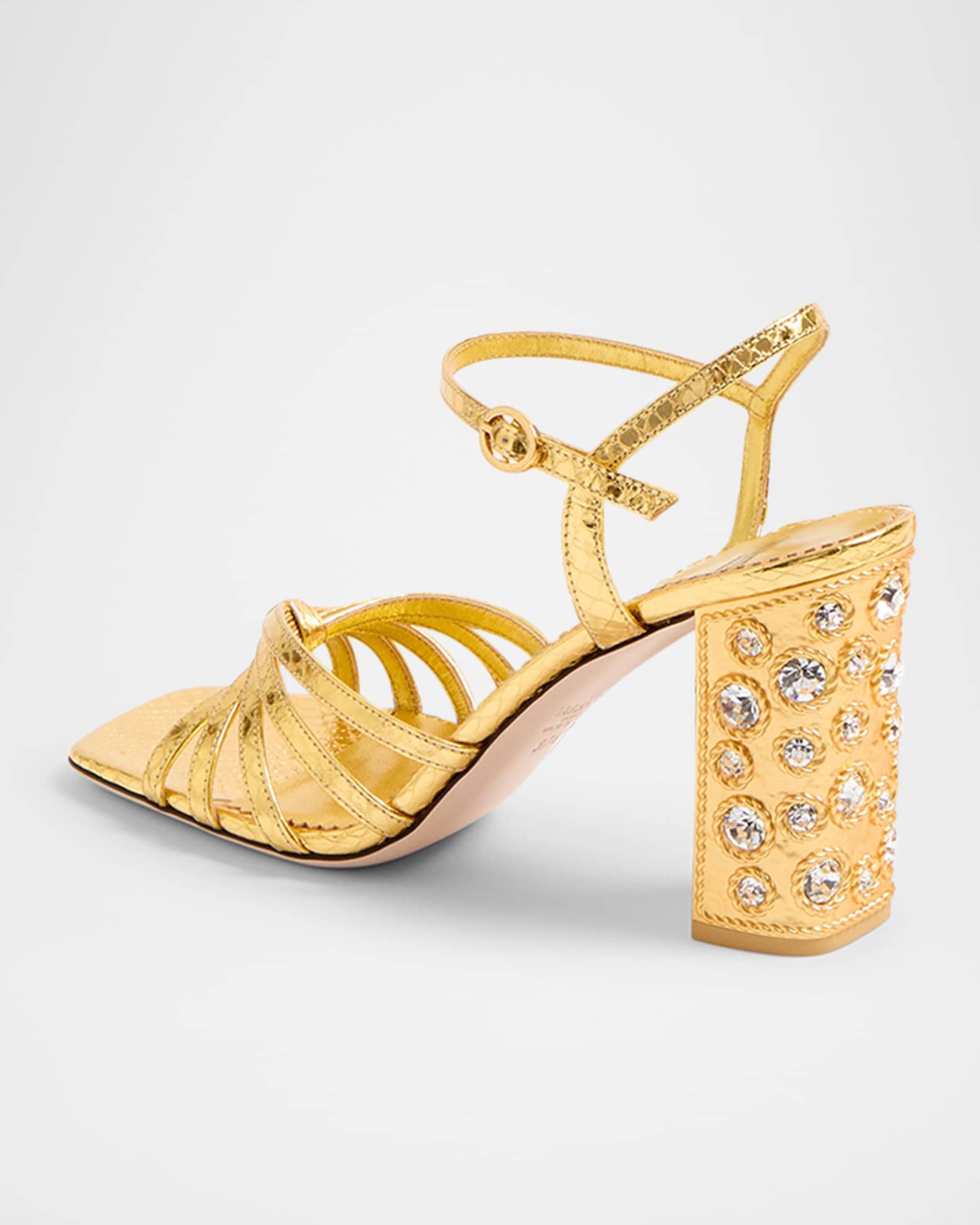 アクセサリーその他 VALENTINO GARAVANI Woman Jewel Yellow Cream 6W2J0X53VSH Valentino Garavani Metallic Jewel Ankle-Strap Sandals