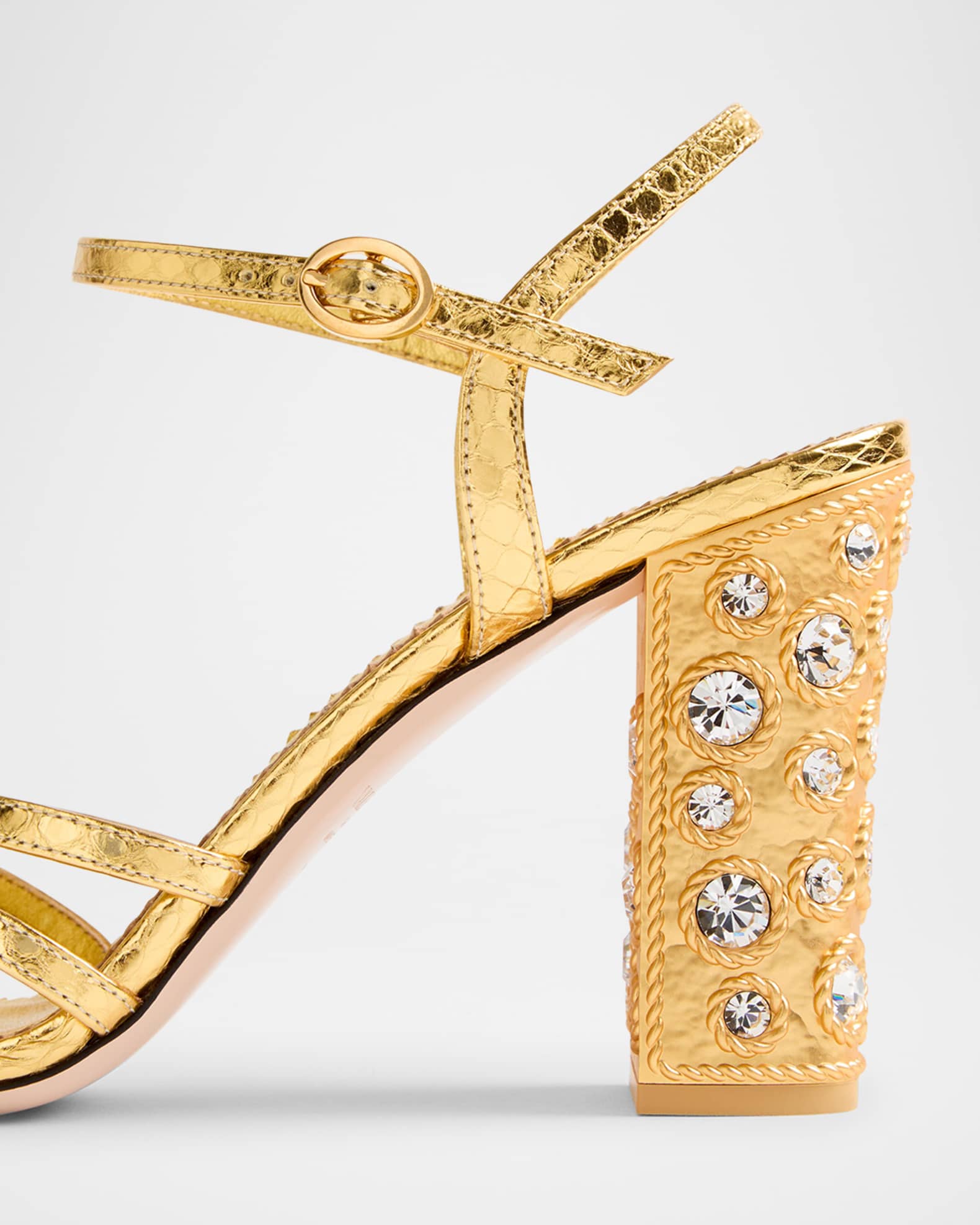 Valentino Garavani Metallic Jewel Ankle-Strap Sandals