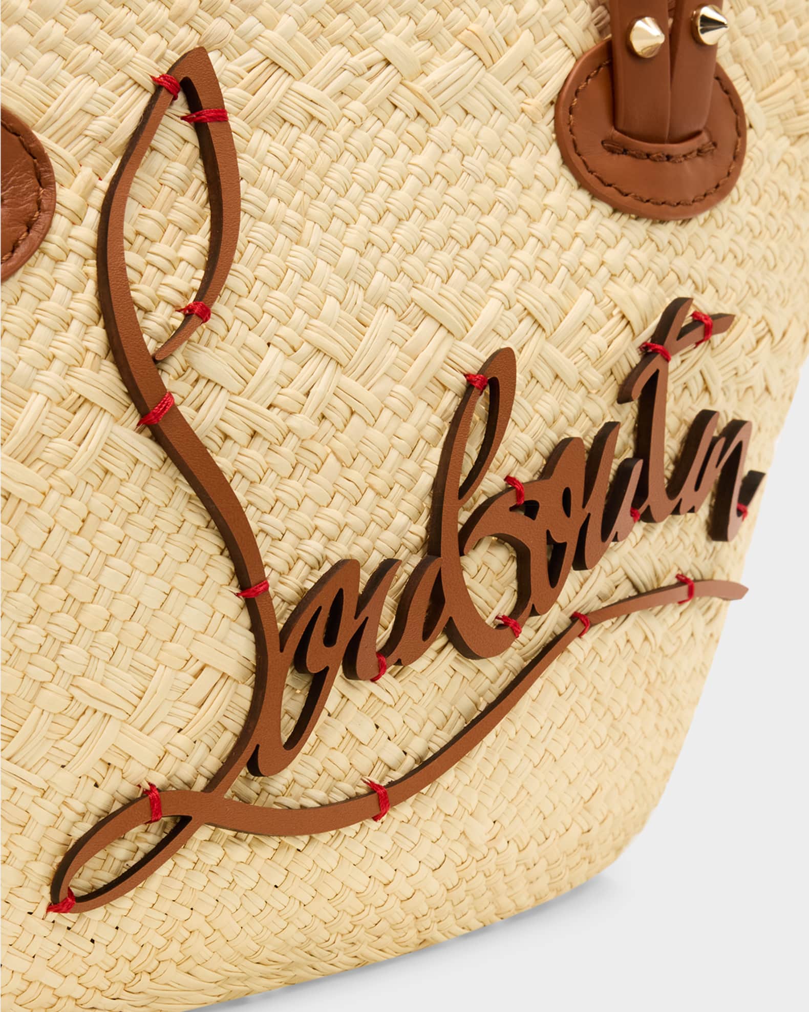 Christian Louboutin Cabata Mini Basket Tote Bag in Raffia | Neiman