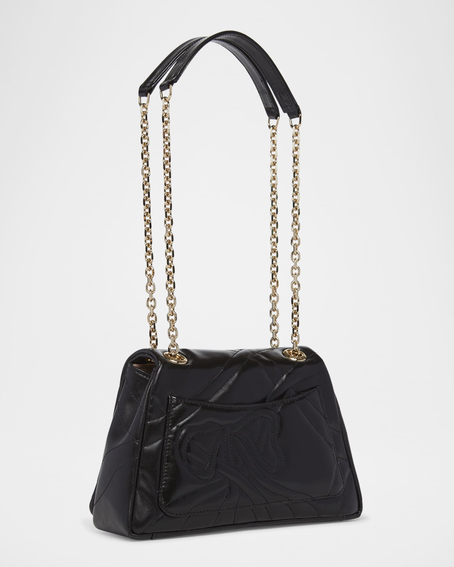 Ribbow Bow Quilted Leather Shoulder Bag 1