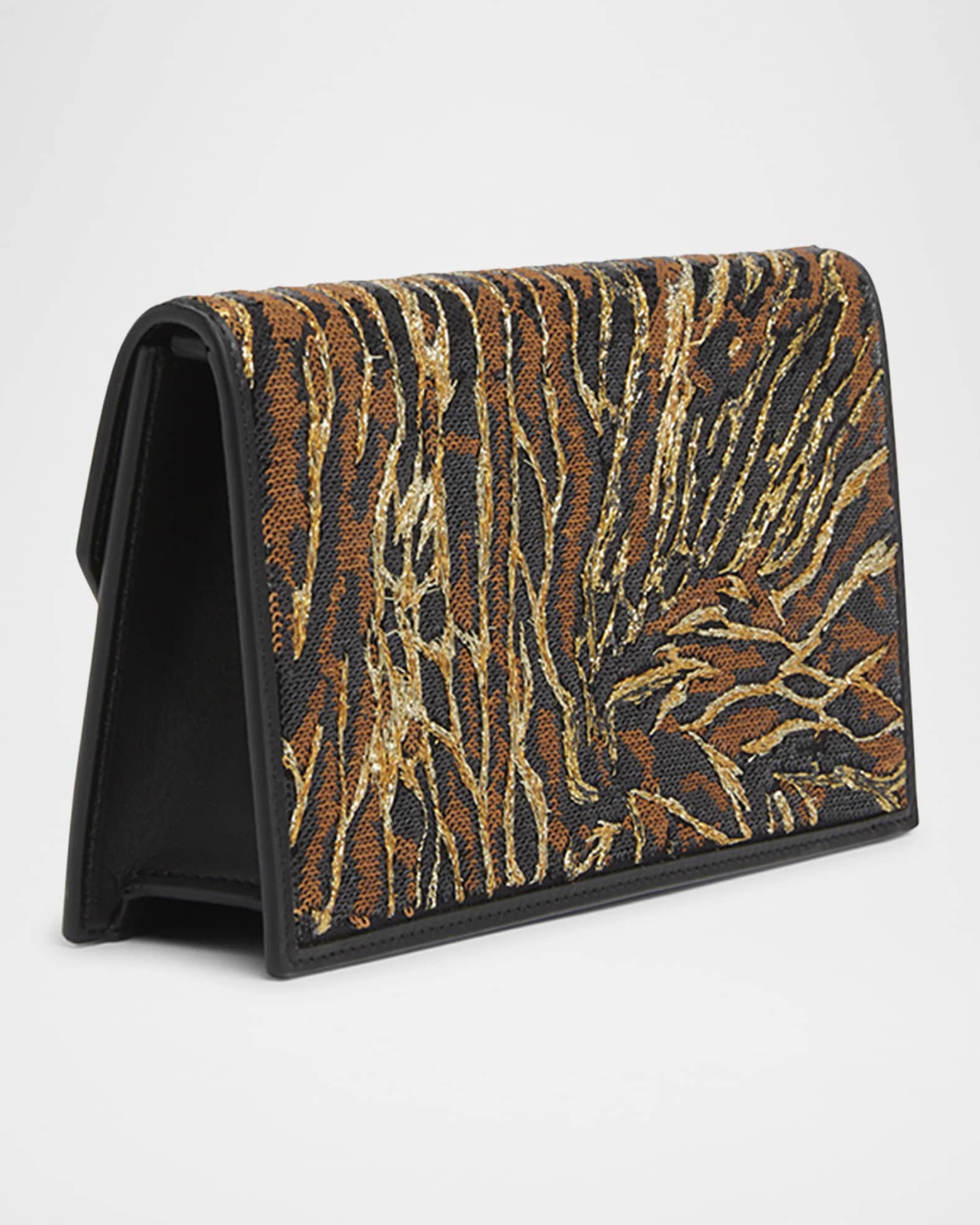 Loubin54 Ocelot Sequined Satin Clutch Bag 1