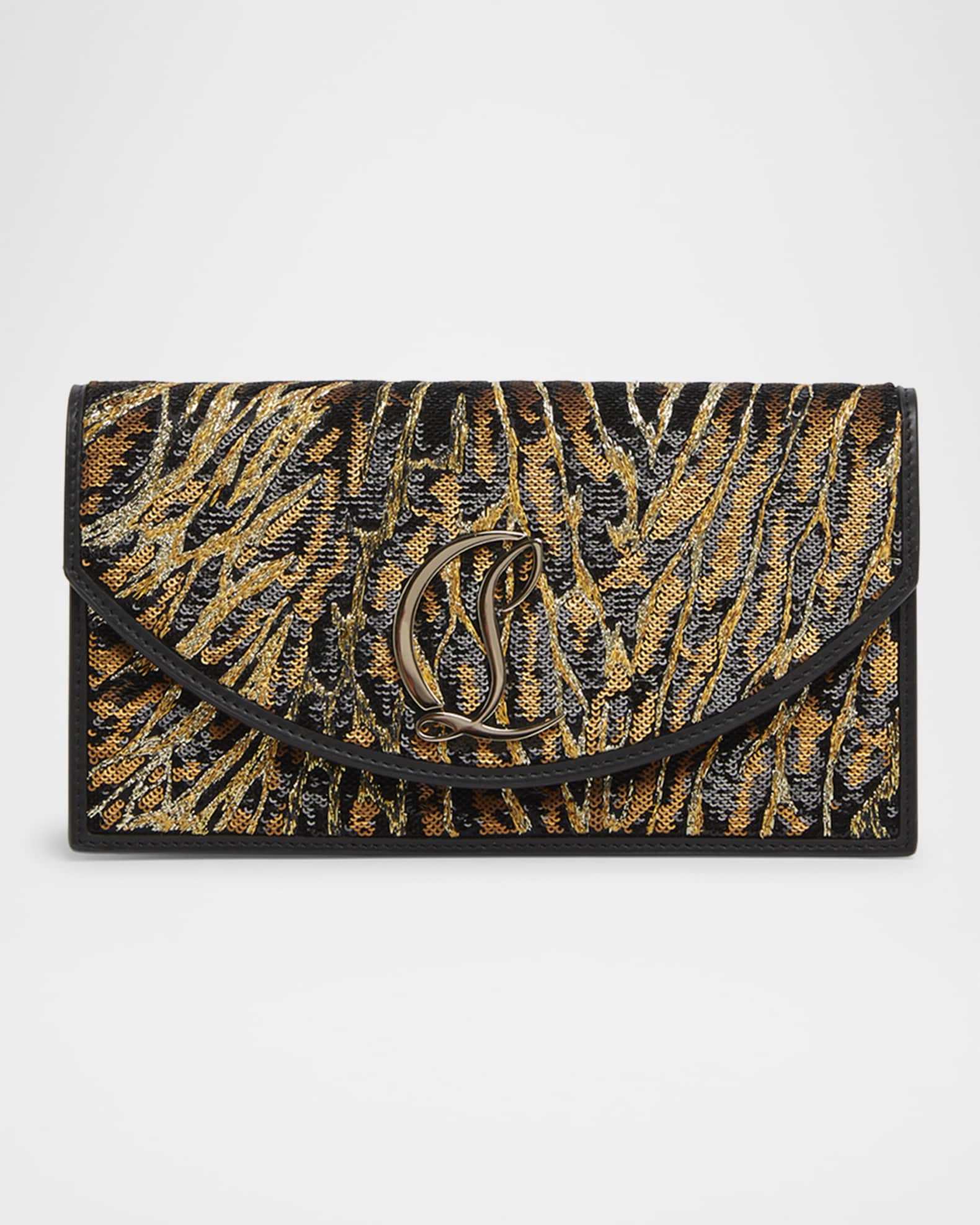 Loubin54 Ocelot Sequined Satin Clutch Bag 0