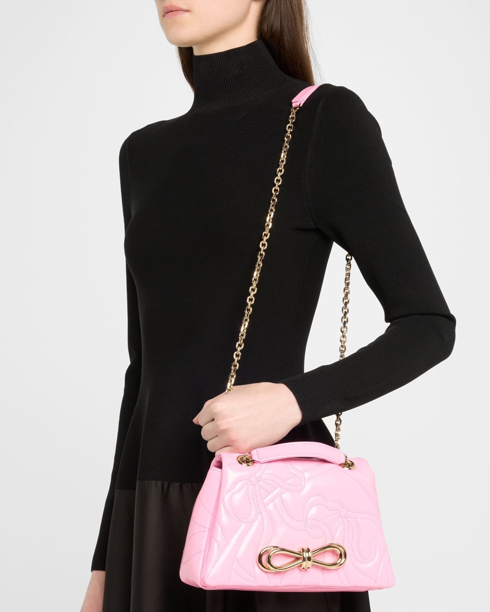 Ribbon Bow Leather Shoulder Bag 1