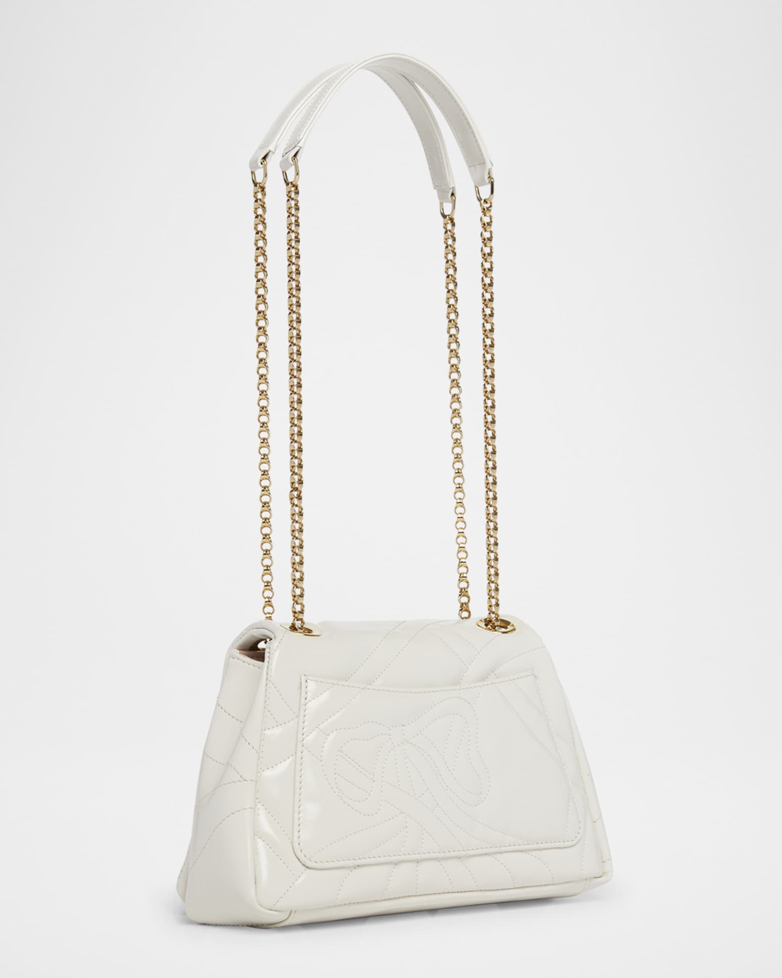 Ribbow Bow Quilted Leather Shoulder Bag 1