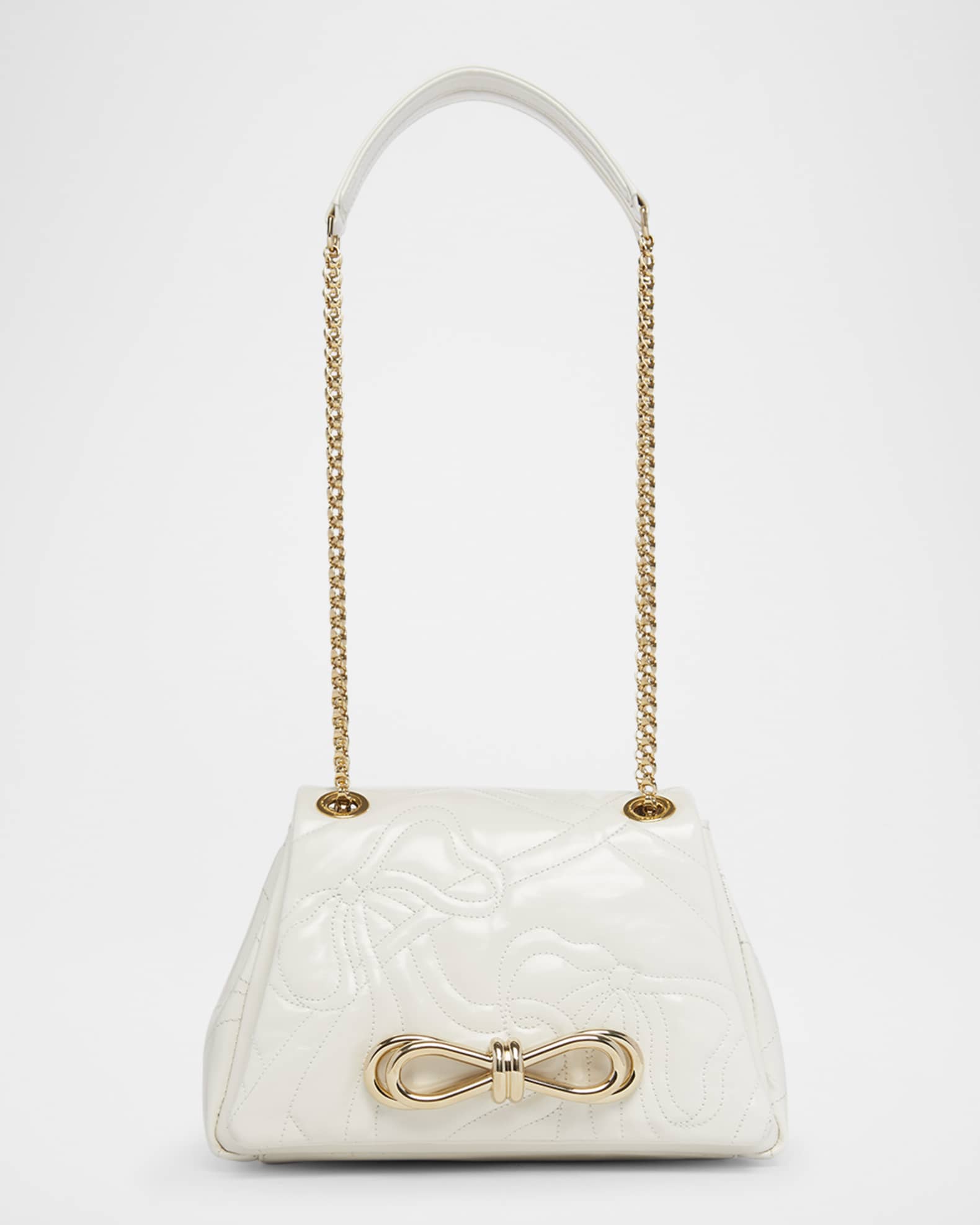 Ribbow Bow Quilted Leather Shoulder Bag 0
