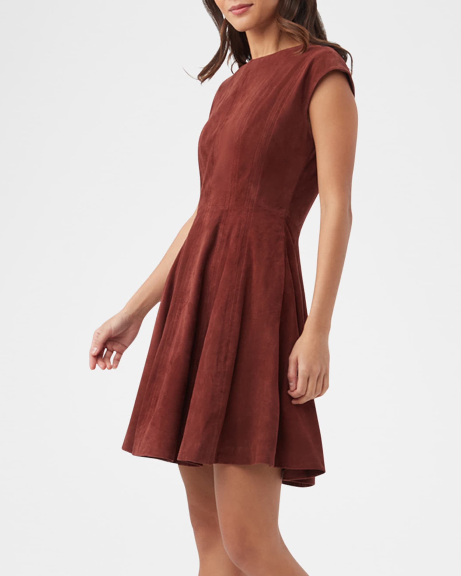 Sabi Cap-Sleeve Suede Mini Dress 1