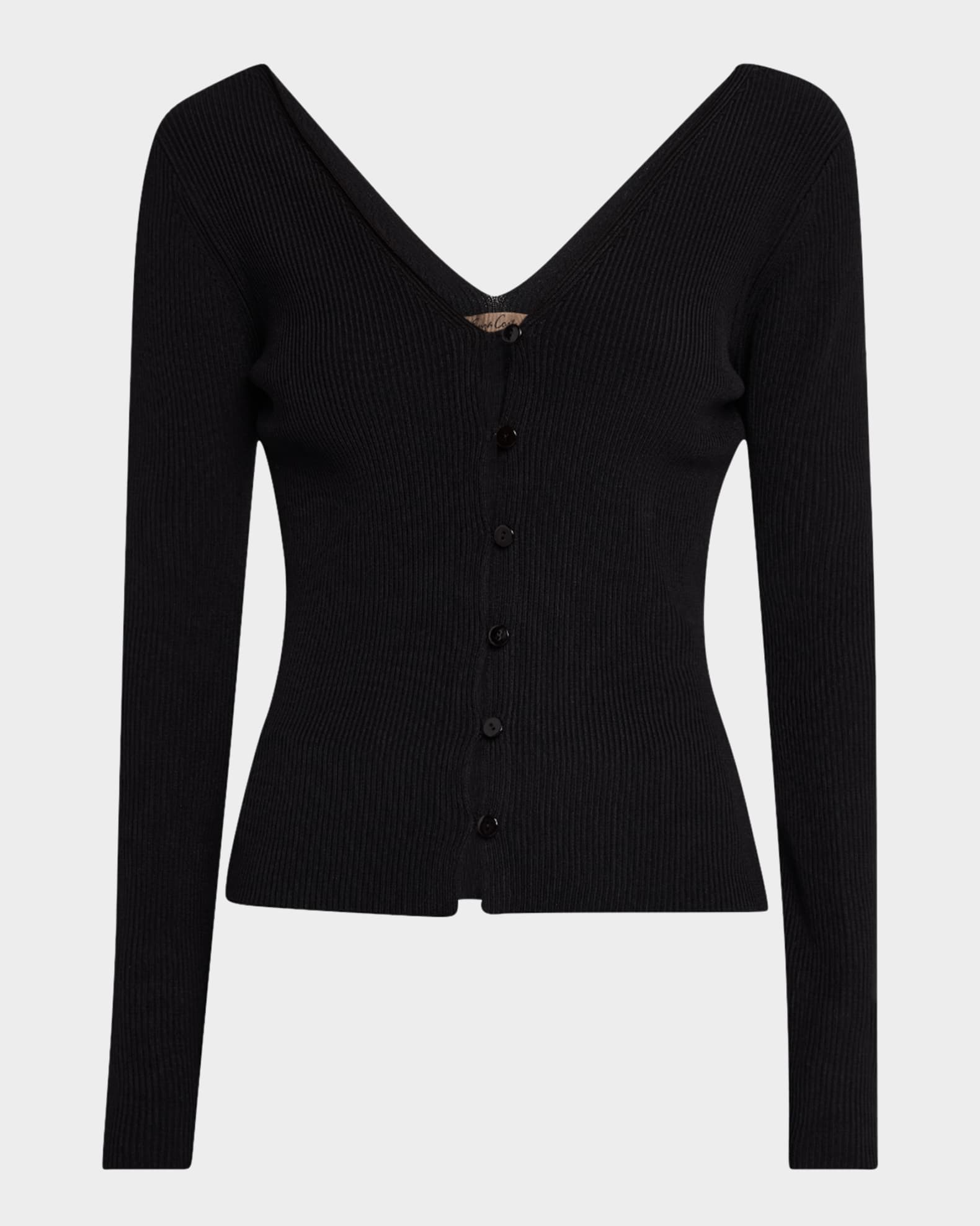Ribbed Viscose-Blend V Cardigan 0