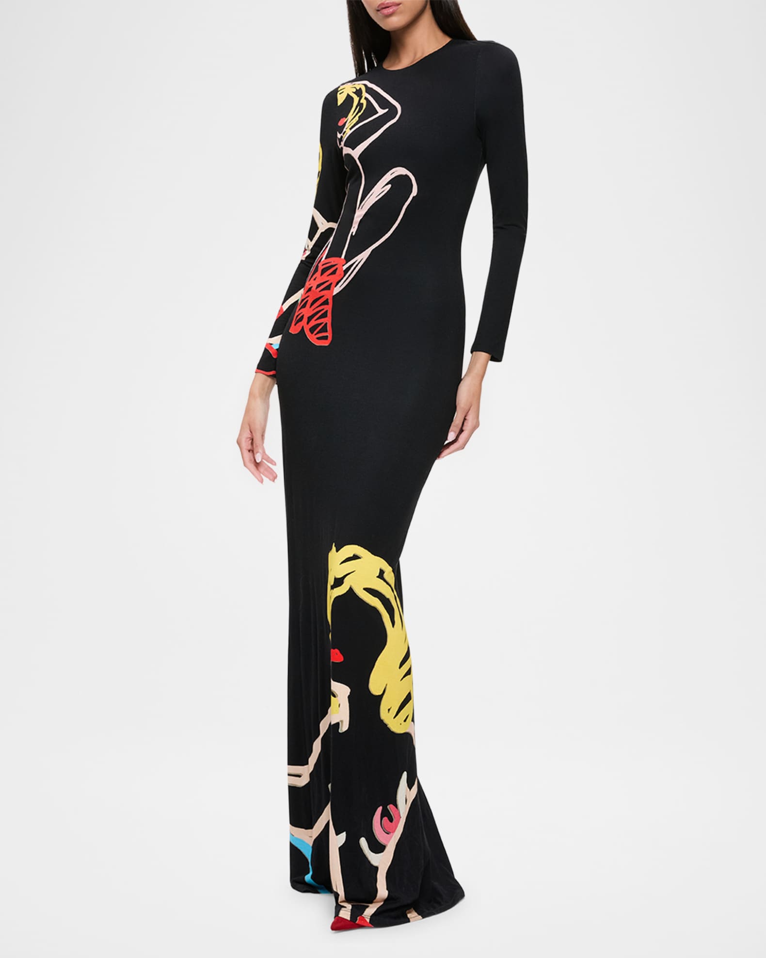 Alice and Olivia Delora Open Back Maxi Dress Black