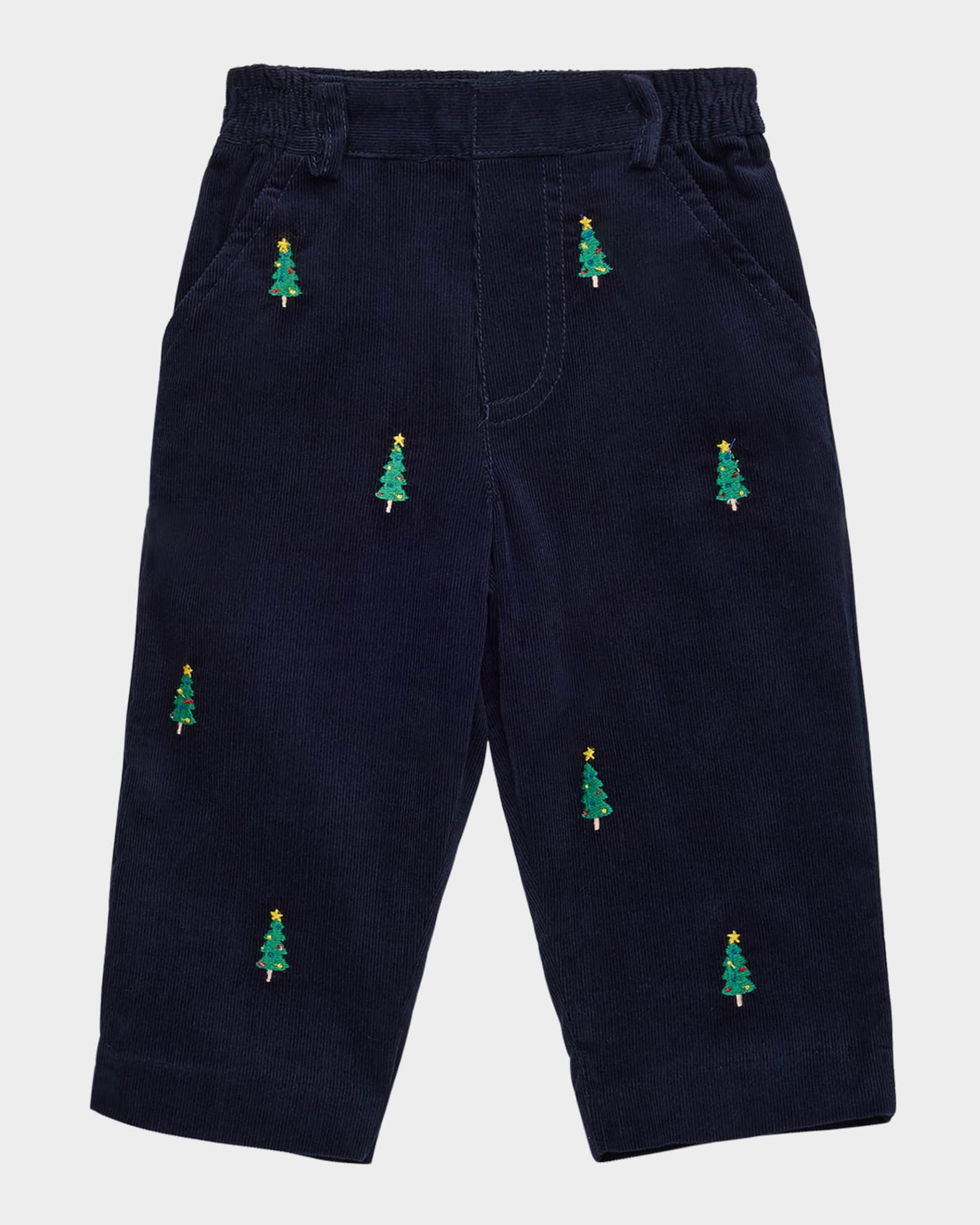 Boy's Corduroy Pants W/ Embroidered Christmas Trees 0