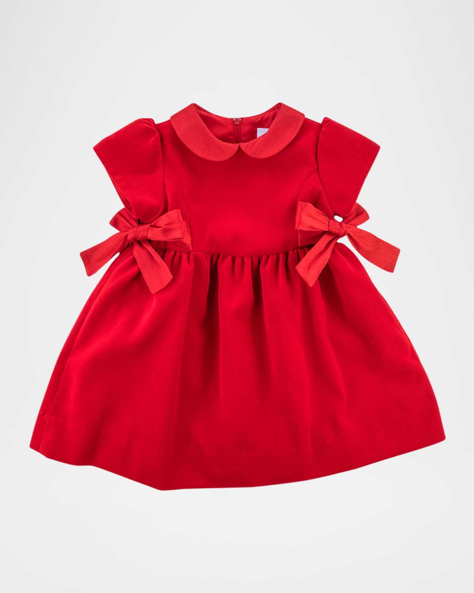 Girl's Velvet Dress W/ Silk Bows 1