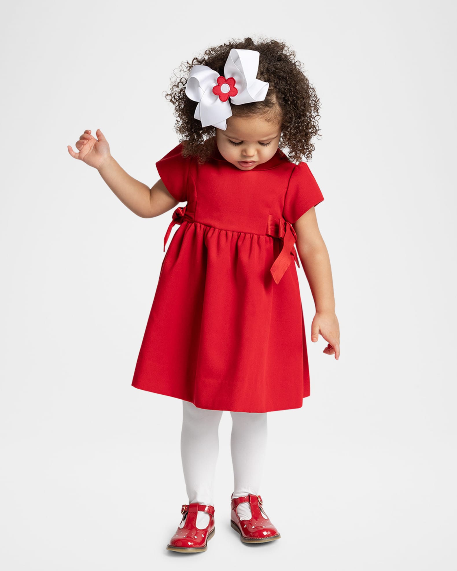 Girl's Velvet Dress W/ Silk Bows 0