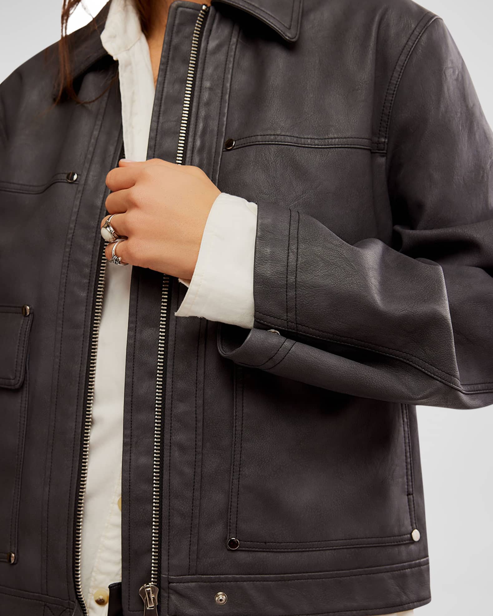 Free People Blair Vegan Leather Jacket Neiman Marcus