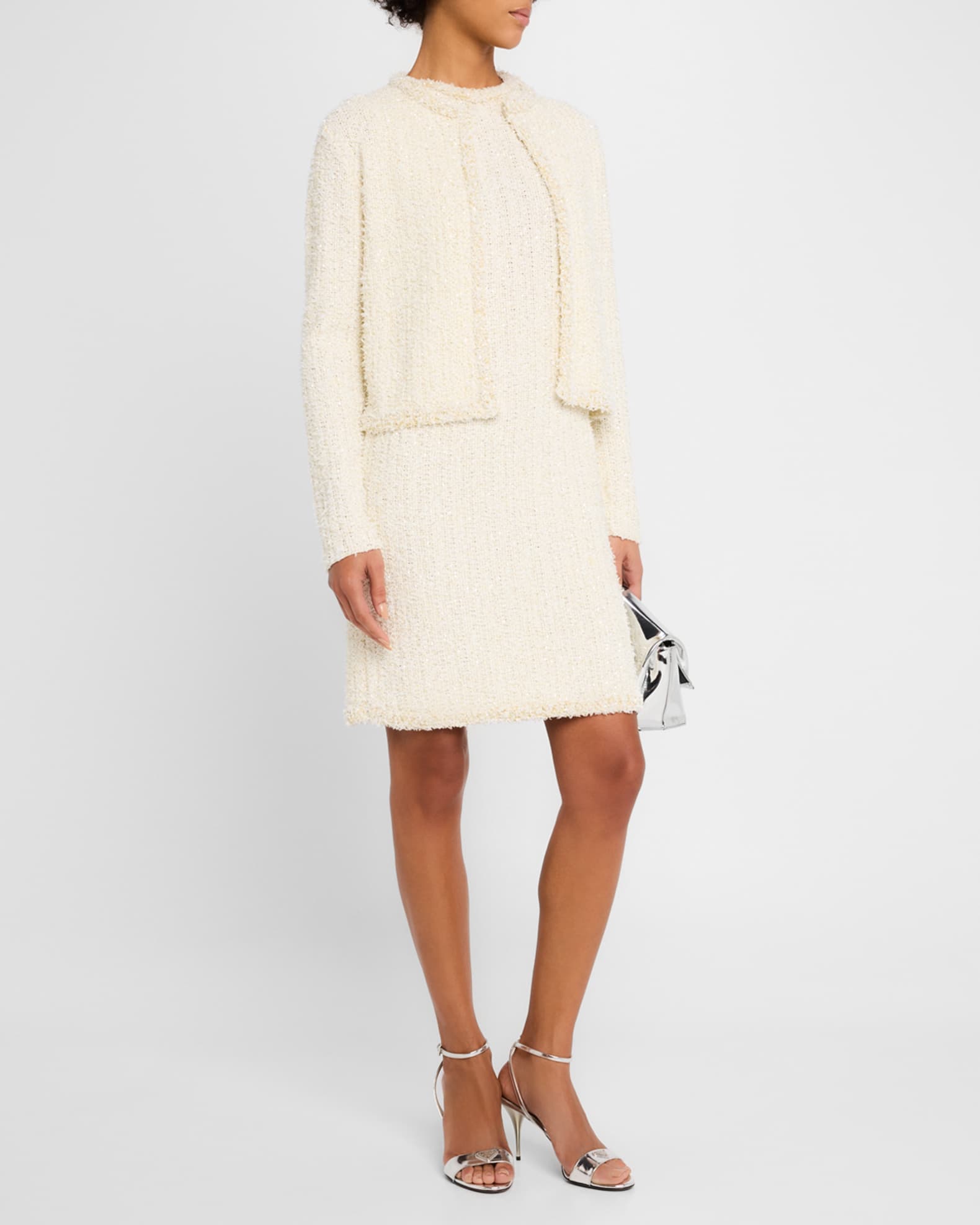 Sleeveless Sequin Tweed Mini Dress 1