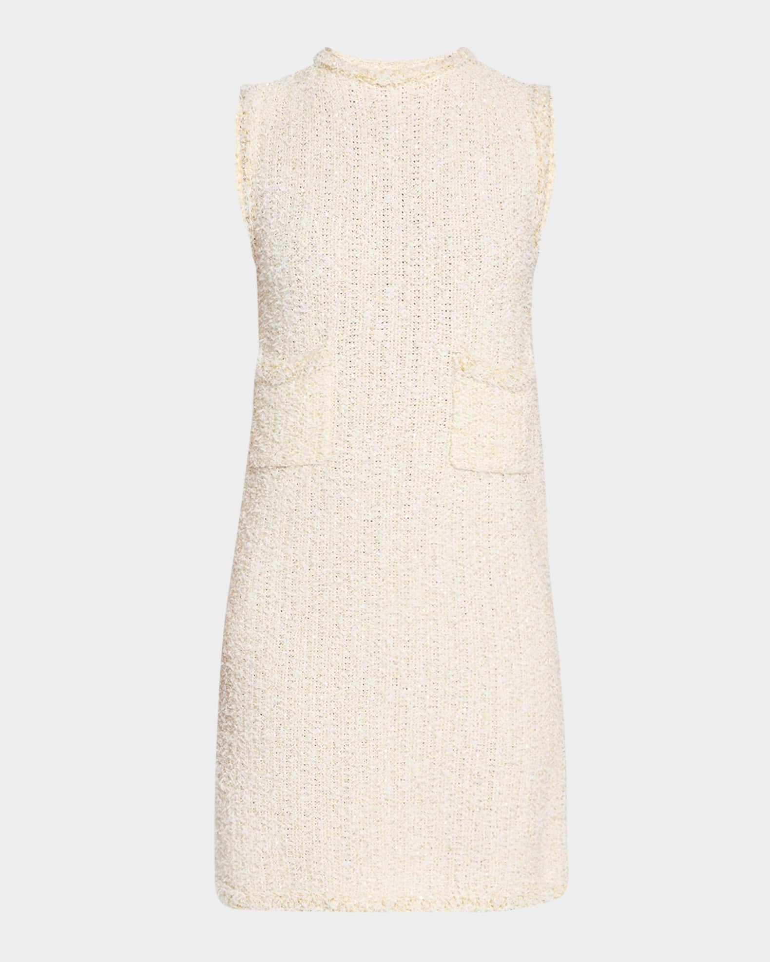 Sleeveless Sequin Tweed Mini Dress 0