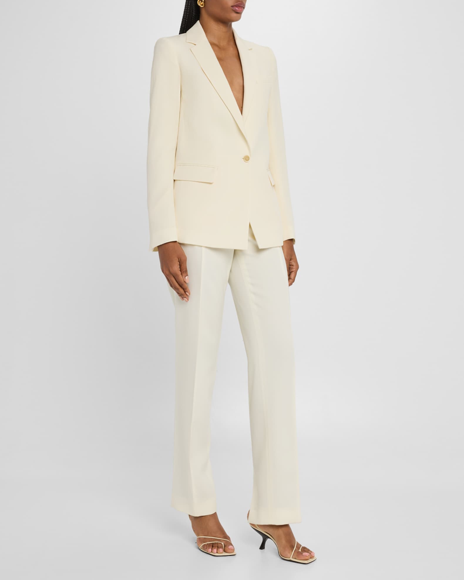 Wool Linen Hopsack One-Button Blazer 1