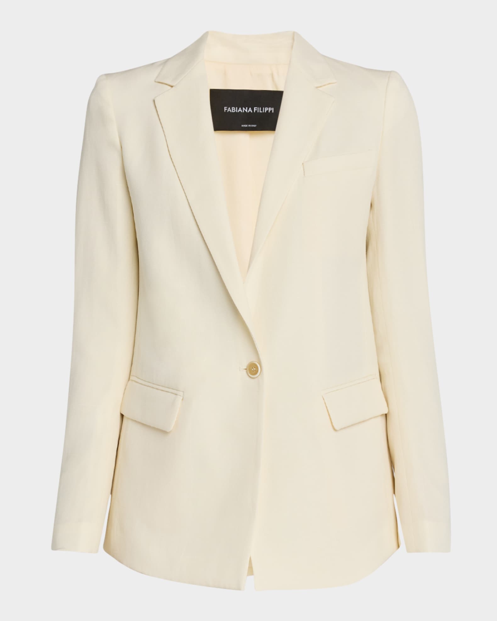 Wool Linen Hopsack One-Button Blazer 0