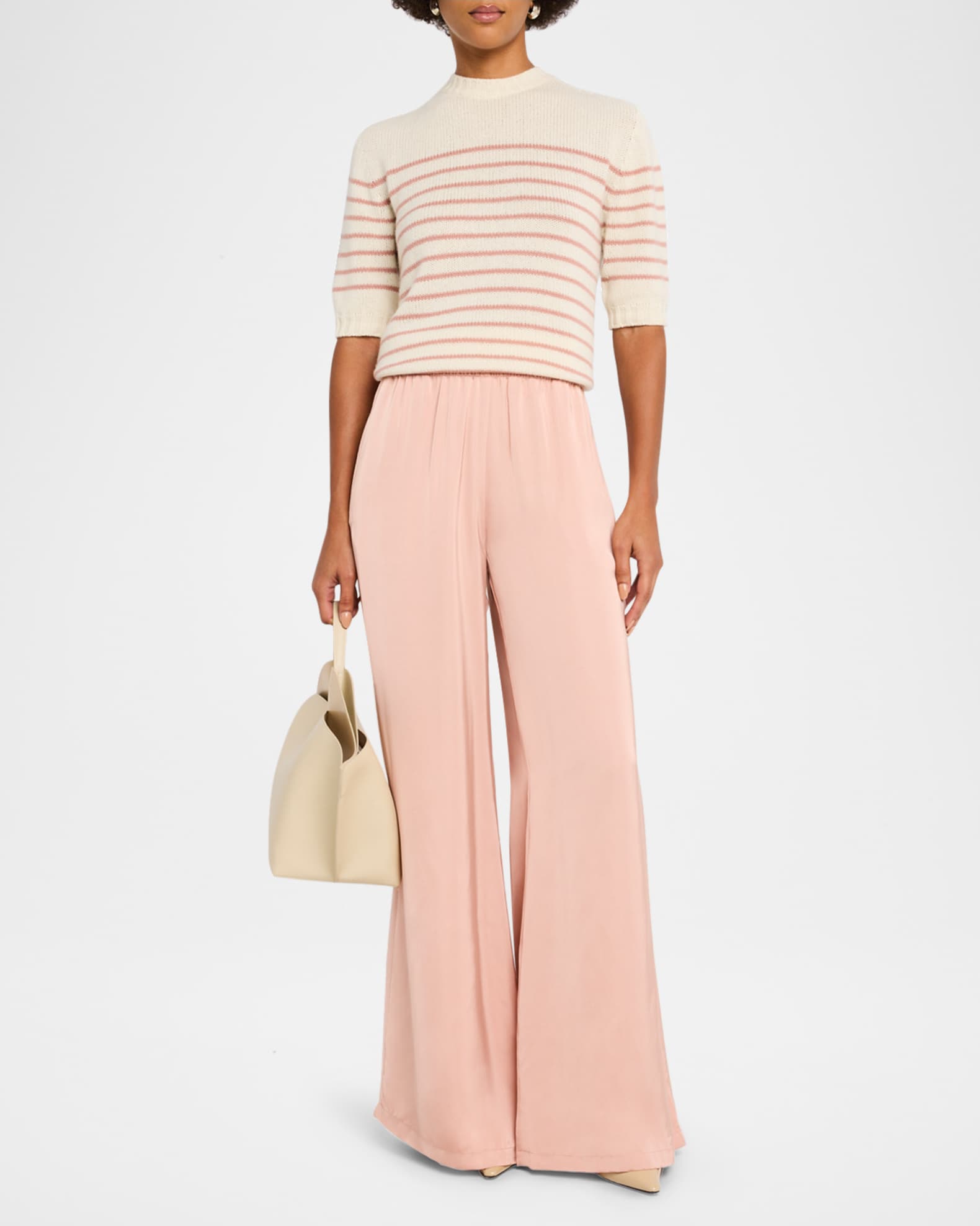 Wide-Leg Viscose Satin Trousers 1